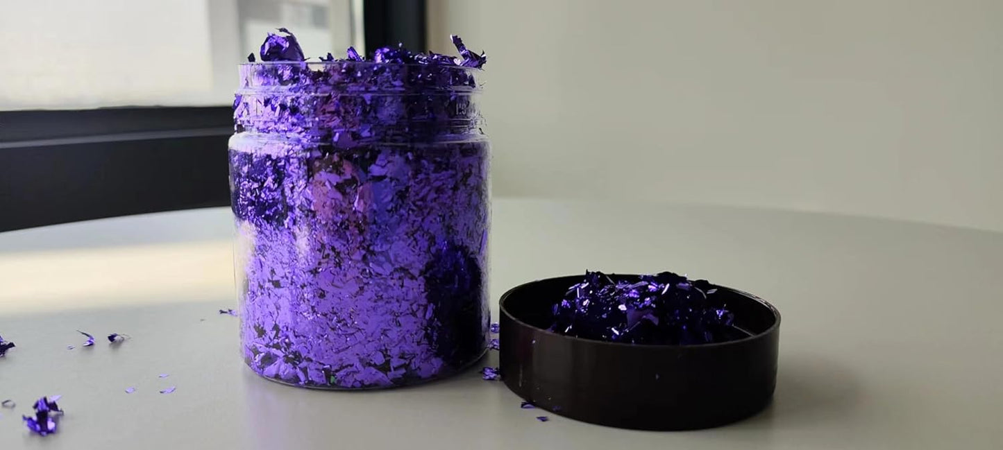 Gilding Flakes,Gold Foil Flakes for Resin,Blue Red Purple Pink Metallic Foil Flakes for Resin Jewelry Making,Nails,Painting Art,Crafts and Slime (Purple)