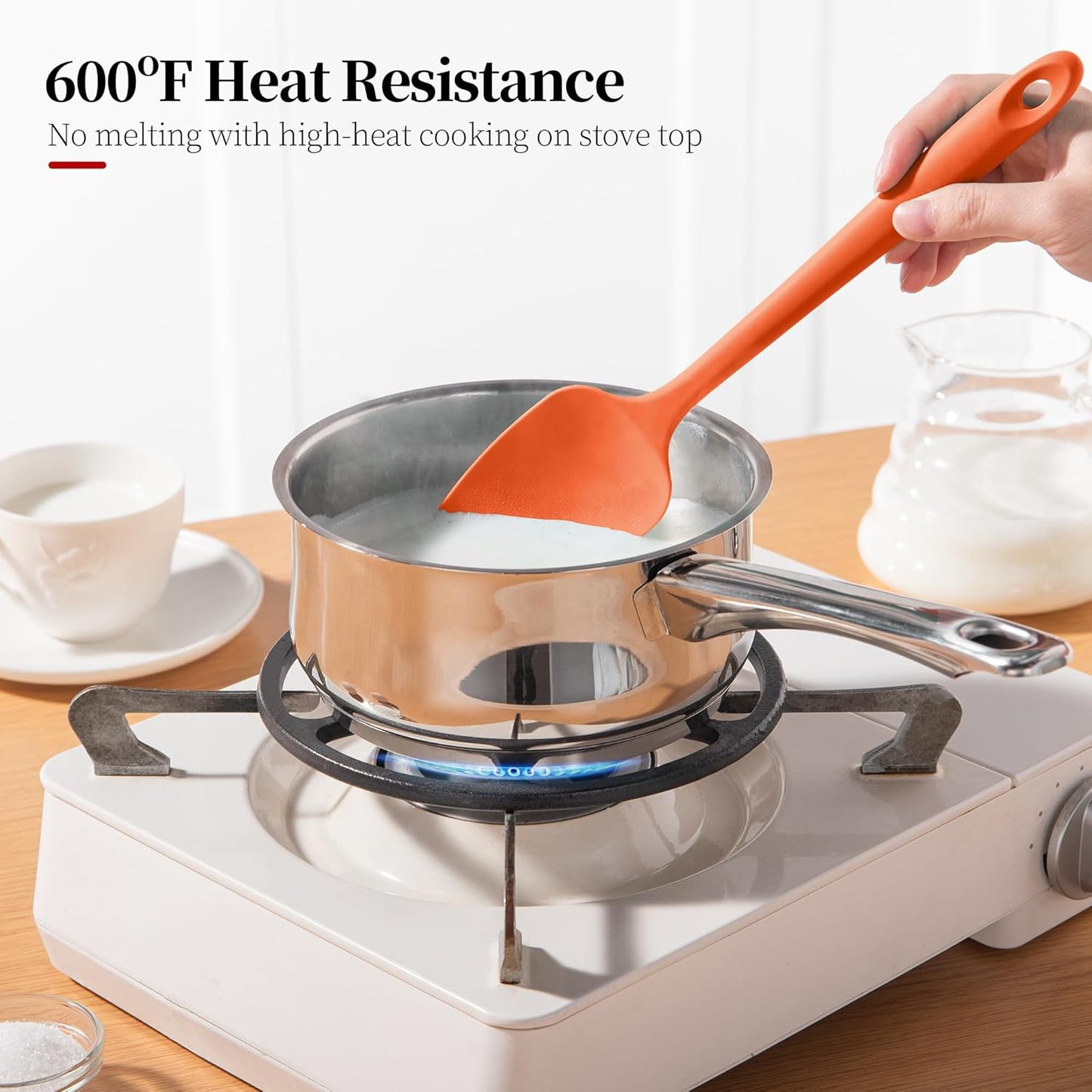 Heat Resistant Silicone Spatula Set of 4, Luxiwise 600ºF High Temp Baking Scraper Cooking Utensils Non-Stick BPA-Free for Seamless Mixing, Folding, Scraping with Rubber Kitchen Essentials (Multi-4)