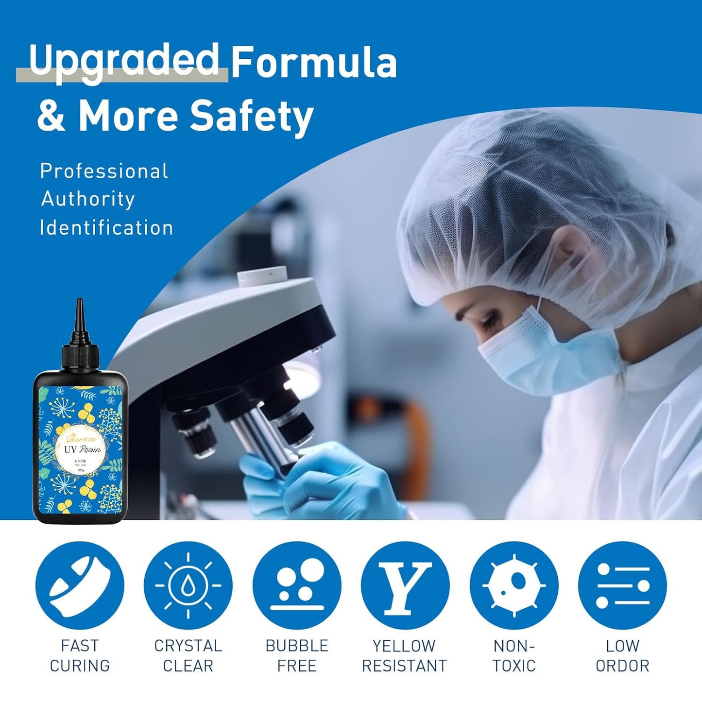 Bsrezn 100g UV Resin Hard with 8 Wooden Sticks Premixed Resina UV for Jewelry Making (100g x 1)