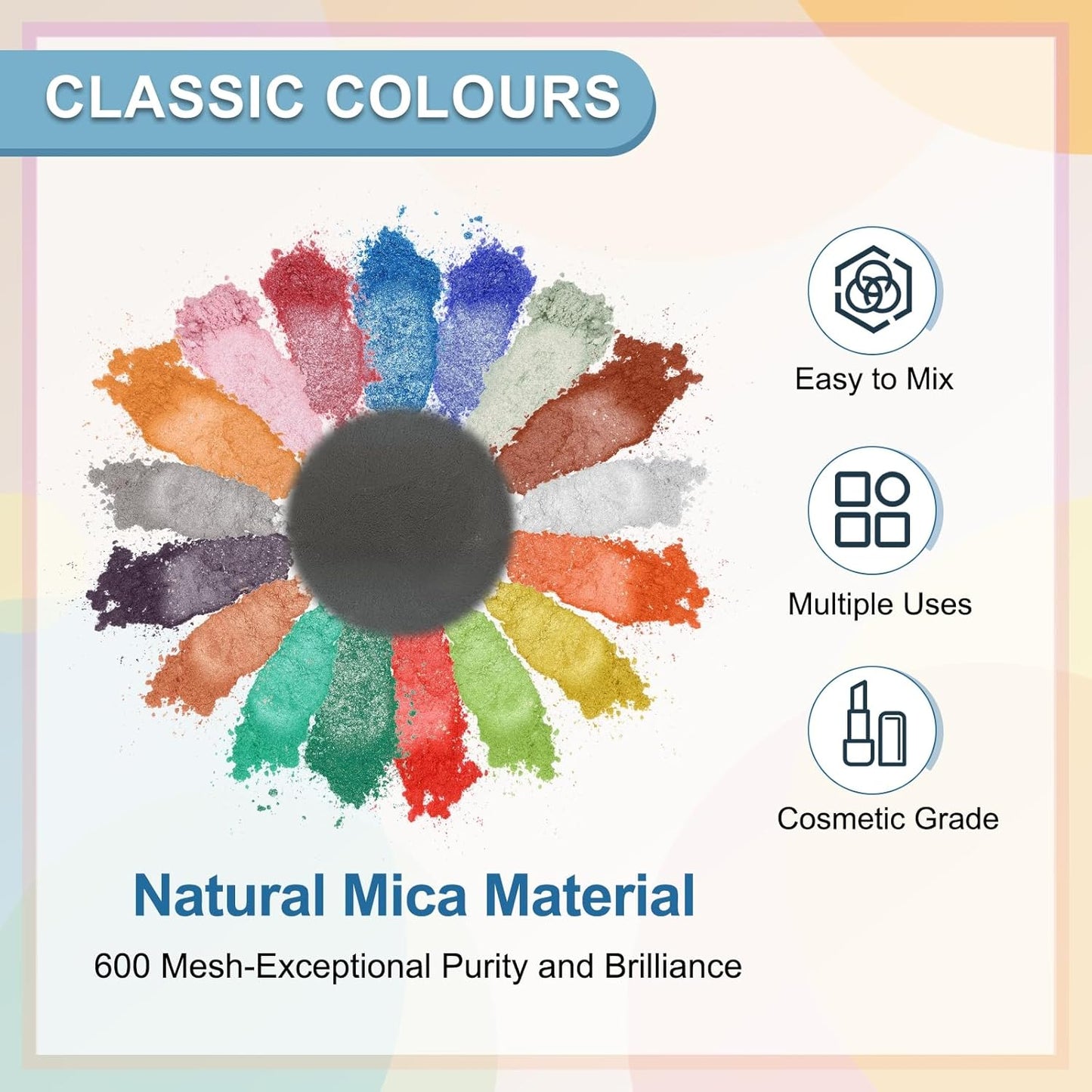 uxcell 10g/0.35oz Cosmetic Grade Mica Powder, 600 Mesh Mica Powder Natural Resin Epoxy Pigment Powders for Casting Resin, Candle Dye, DIY Nail Polish and Lip Gloss, Silver Gray