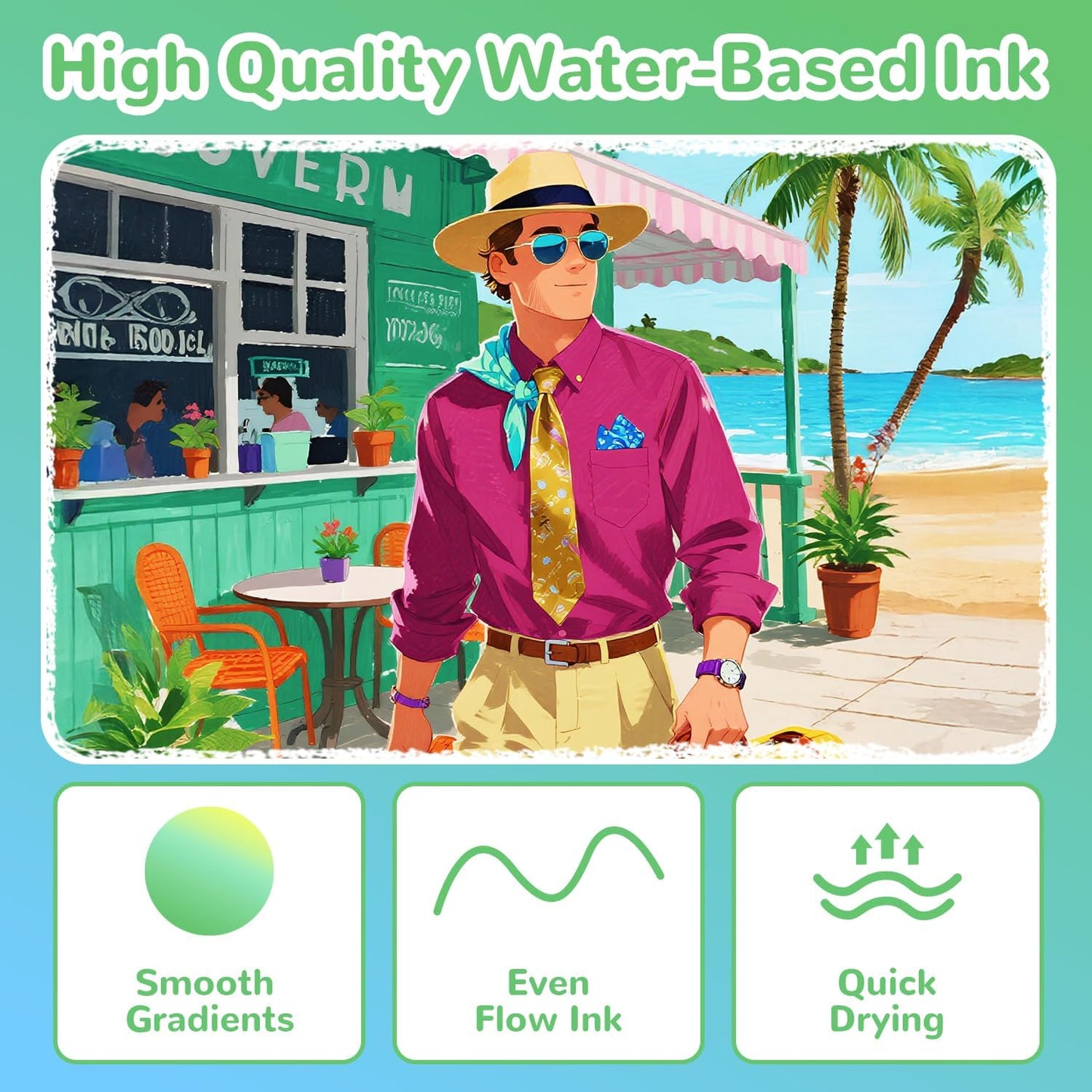 Guangna 12 Macaron Acrylic Paint Markers Set, Brush Tip Acrylic Paint Pens for Rock Painting, Wood, Glass, Paper, Coloring Book, Ceramic, Canvas, Water-Based Ink