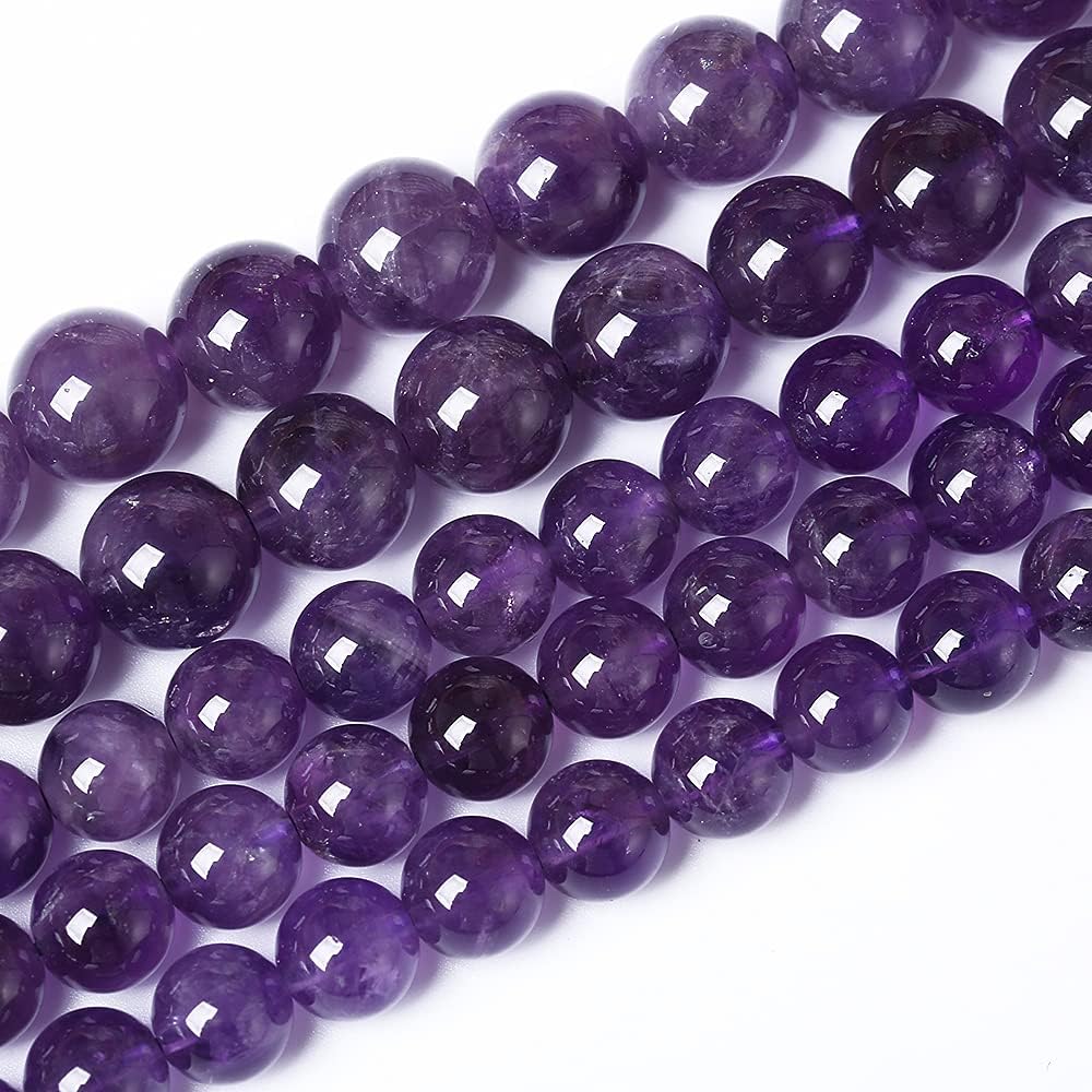 72PCS 10mm Natural Amethyst AAAAA Purple Crystal Quartz Beads Gemstones Round Stone Beads for Jewelry Making DIY Bracelet Necklace 2 Strand 32"