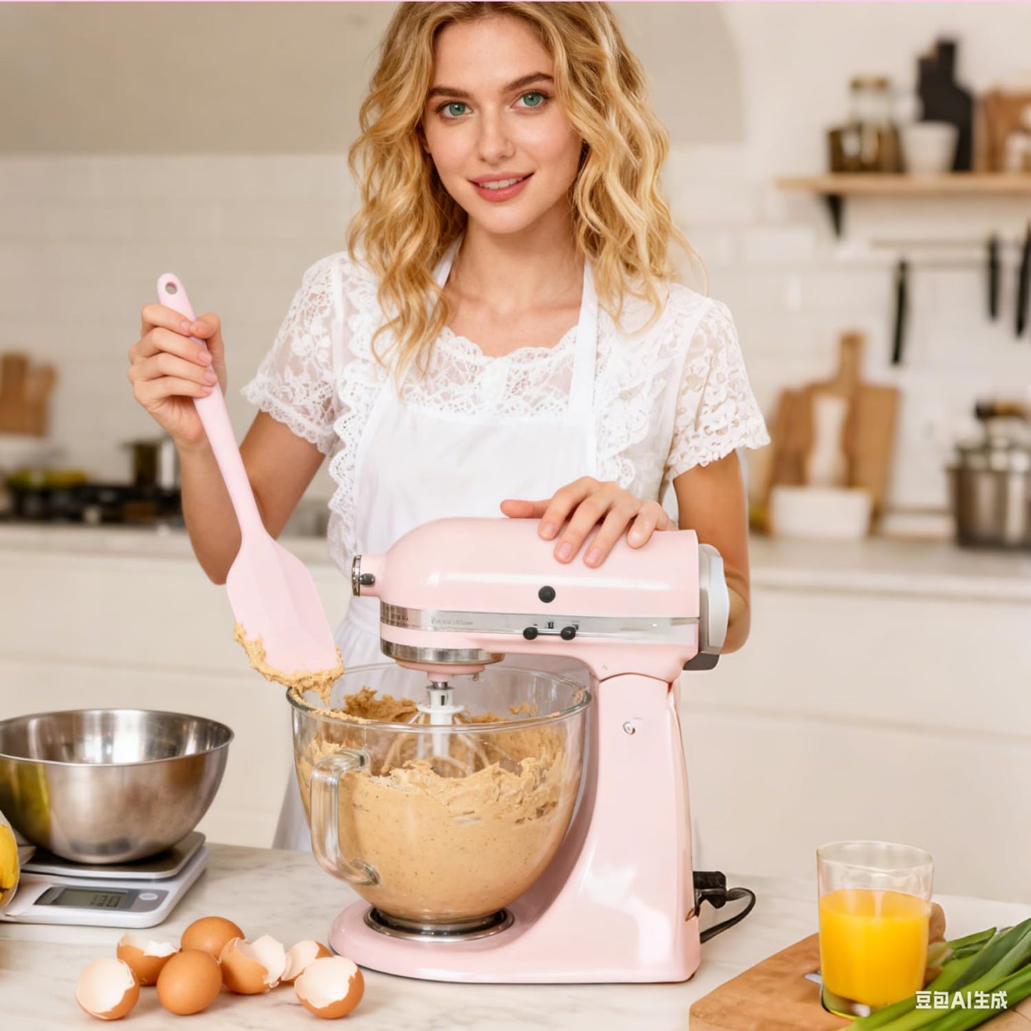 Silicone Spatula Set - Rubber Spatula - 600°F Heat Resistant Baking Spoon & Spatulas (Pink)