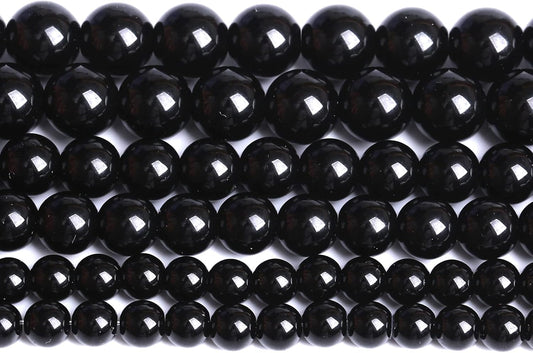6mm 130pcs Natural Black Agates Onyx Stone Beads Smooth Round Loose Spacer Beads for Jewelry Making DIY Bracelets 32" 2 Strands