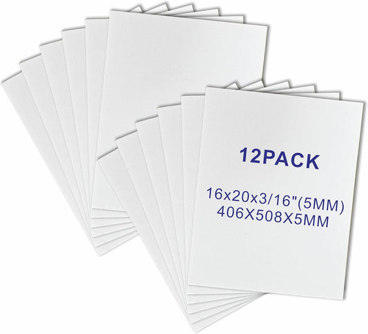 12 Pack Foam Core Board, ZJCEASER 16 x 20 White Poster Board, 3/16" Thickness Sign Board Craft Foam Sheet for Signboards, School Projects, University Displays, College Events, Arts & Crafts, Framing