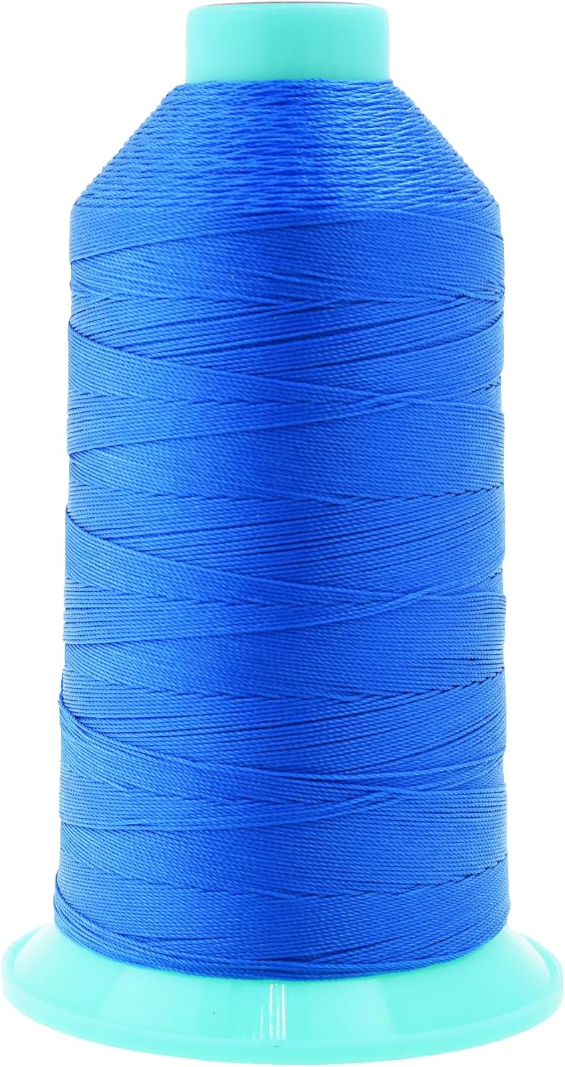 Mandala Crafts Bonded Nylon Thread Sky Blue Heavy Duty Sewing Threads - 1250 YDs Size 138 420D T135 Tex 135 Thread for Leather Jeans Weaving Outdoor Marine Upholstery Threads