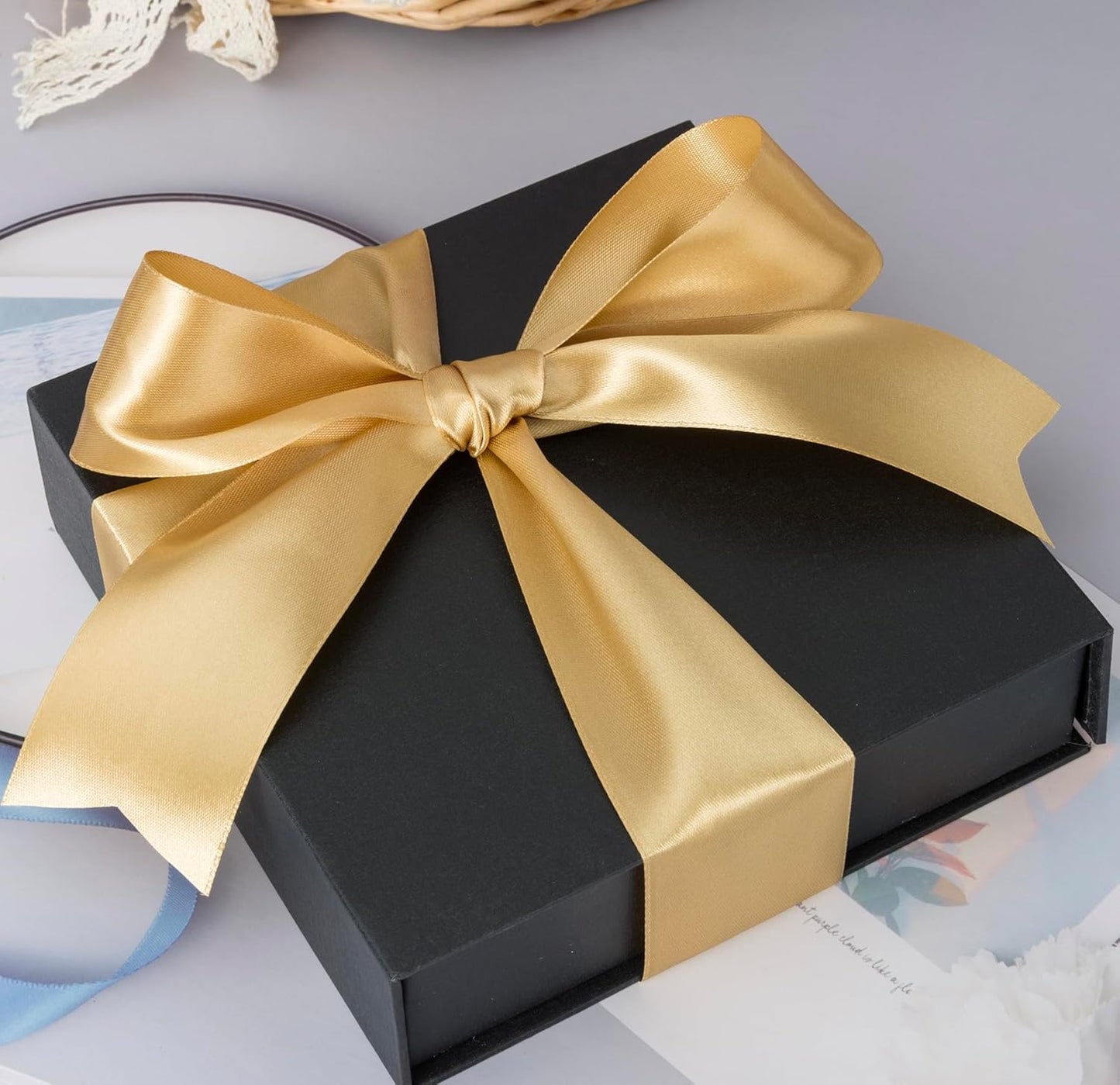 2 Inch Champaign Gold Solid Satin Ribbon, 50 Yards Craft Fabric Ribbon for Gift Wrapping Floral Bouquets Wedding Party Decoration