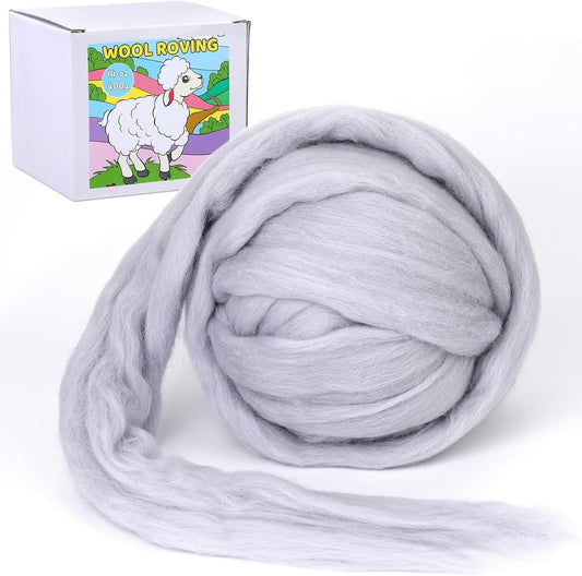 QMNNMA Wool Roving Yarn, Super Wool Chunky Yarn, 14.1oz Wool Felting Supplies