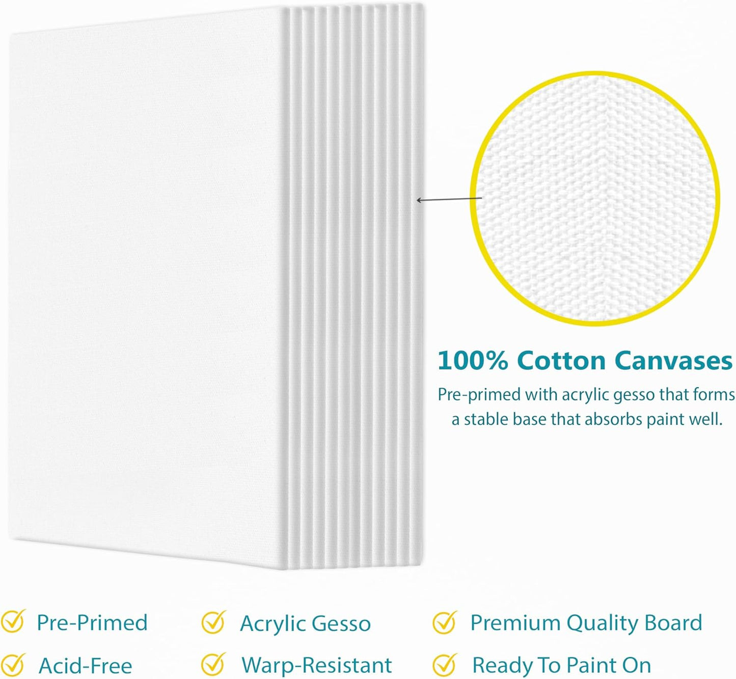 KEFF 12-Pack Bulk Canvas Boards, 9x12 Canvas for Acrylic, Oil, Watercolor, Tempera - 100% Cotton Primed Painting Canvas