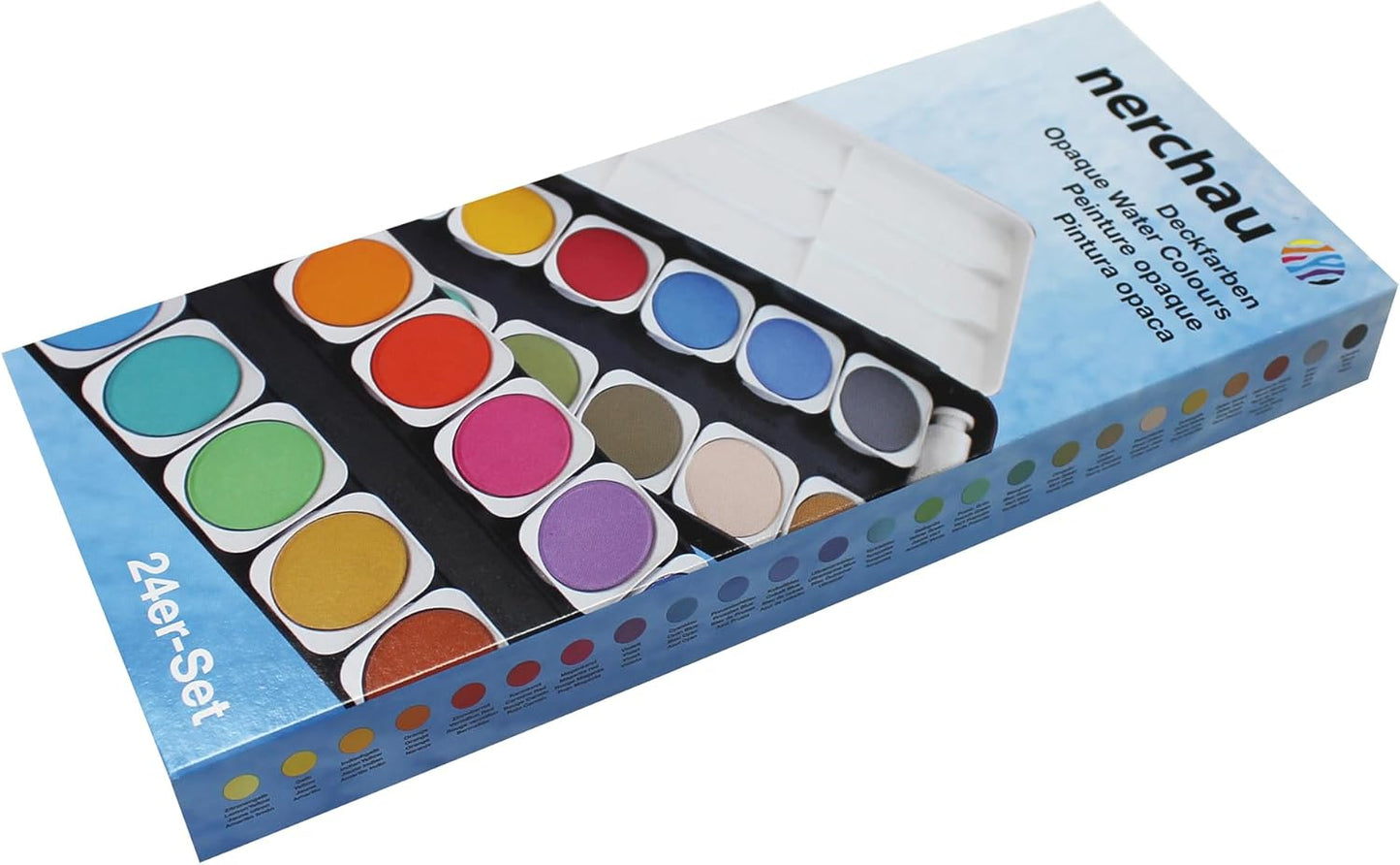 Lukas Opaque Artist Watercolor Studio Paint Set - Professional, Includes a Travel Friendly Outdoor Painting Case and Color Mixing Palette - 24 Brilliant Colors in Round Pans