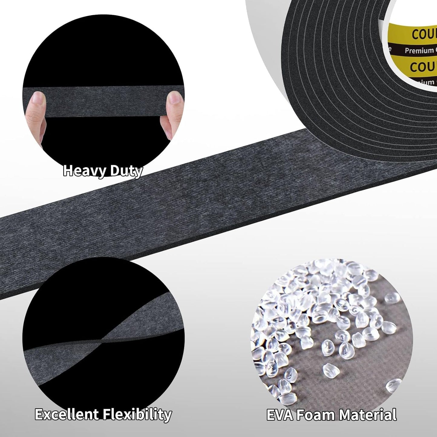 EVA Single-Sided Adhesive Foam Tape, Single-Sided Sealing Strip Foam Pad Sponge Tape Window Weatherproof, Self-Adhesive Insulation Sealing Tape 1.2inX9.84FT