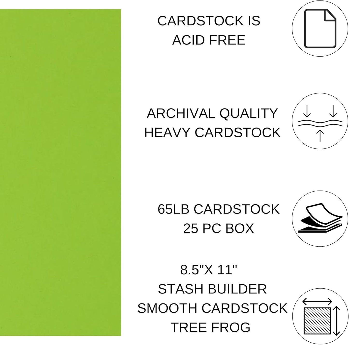 PA Paper Accents Stash Builder Cardstock 8.5" x 11" Tree Frog, 65lb Colored cardstock Paper for Card Making, Scrapbooking, Printing, Quilling and Crafts, 25 Piece Pack