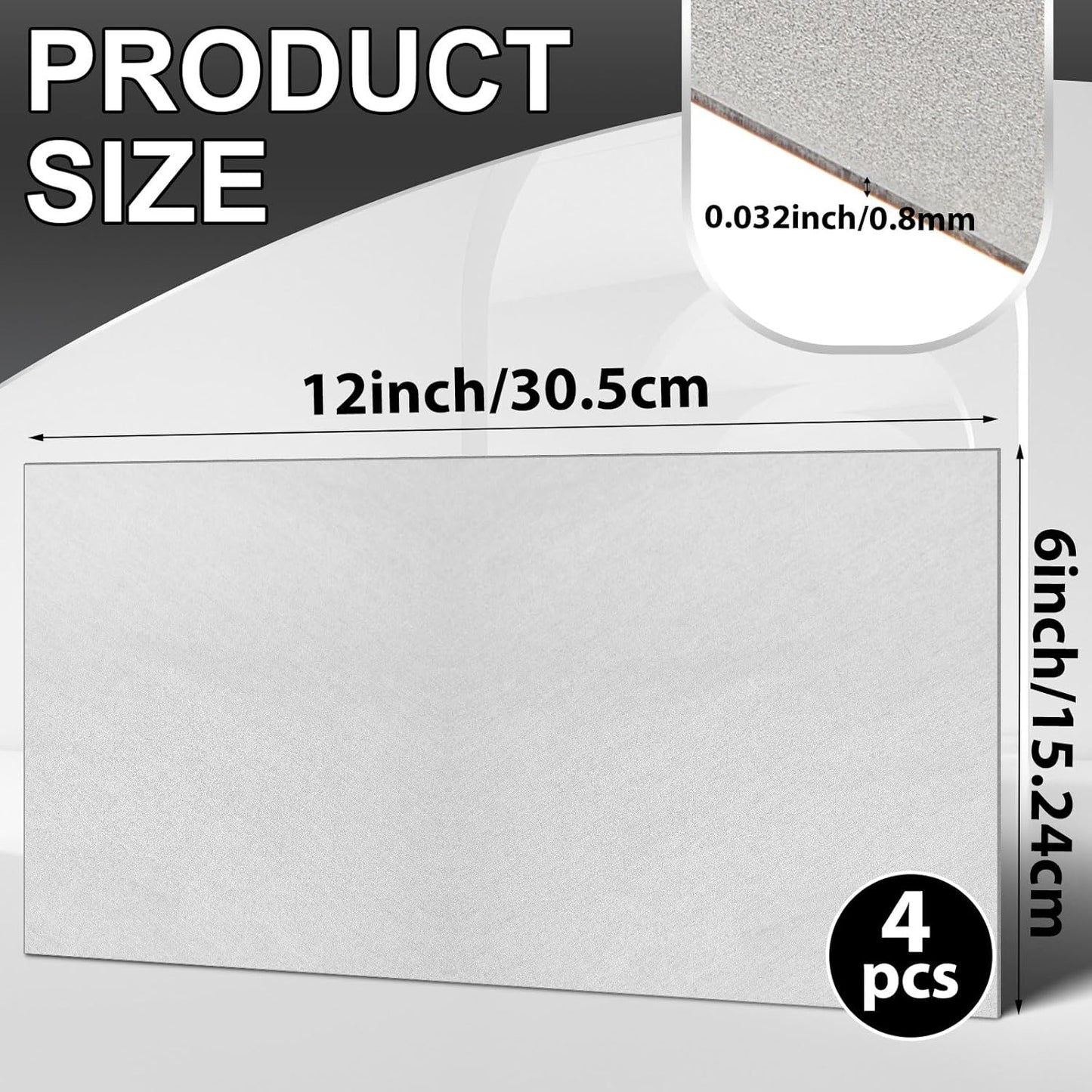 Zonon 4 Pcs 20 Gauge Steel Sheet Metal Cold Roll Steel Sheet 12" x 6" x 0.032" Weldable Metal Roll Steels Plate for DIY Craft Projects Home Auto, Easy to Shape, Weld, Cut and Form