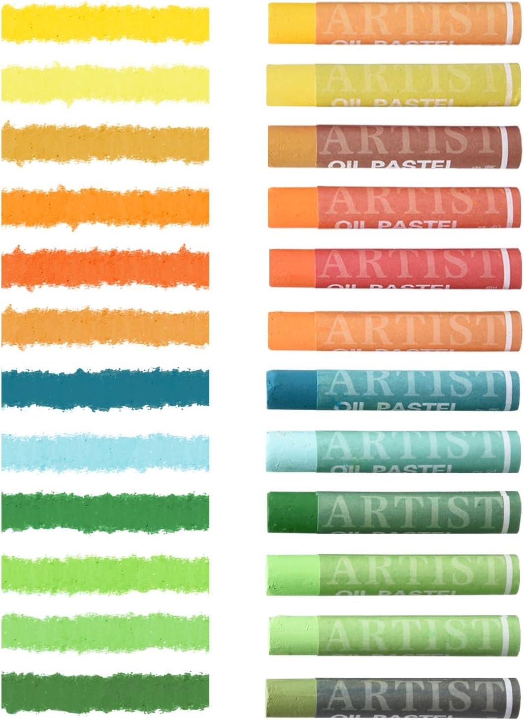 qianshan Soft Oil Pastels Set of 12 Colors,Non Toxic,Soft Texture Vibrant and Creamy Oil Crayons Pastels Art Supplies For Professional Artists Beginners Drawing.Orange&Green