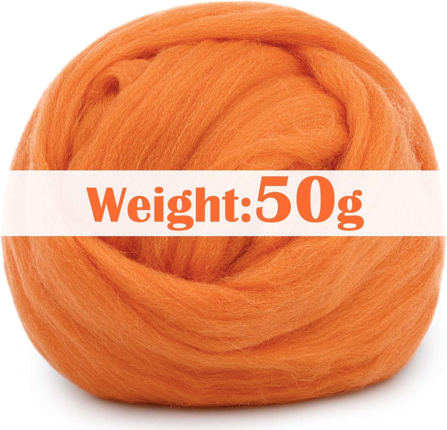 Mayboos Wool Roving Yarn, 1.76oz Colored Natural Wool Roving,Wool Felting Supplies Pure Wool Chunky Yarn for Wet Felting handcrafts and Spinning (Orange Color)