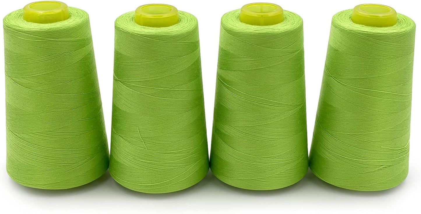 Tortoise 4 Cones of 3000 Yards Each Spool Thread for All Purpose, Serger, Overlock, Quilting, Sewing Machine - 100% Polyester - Fruit Green