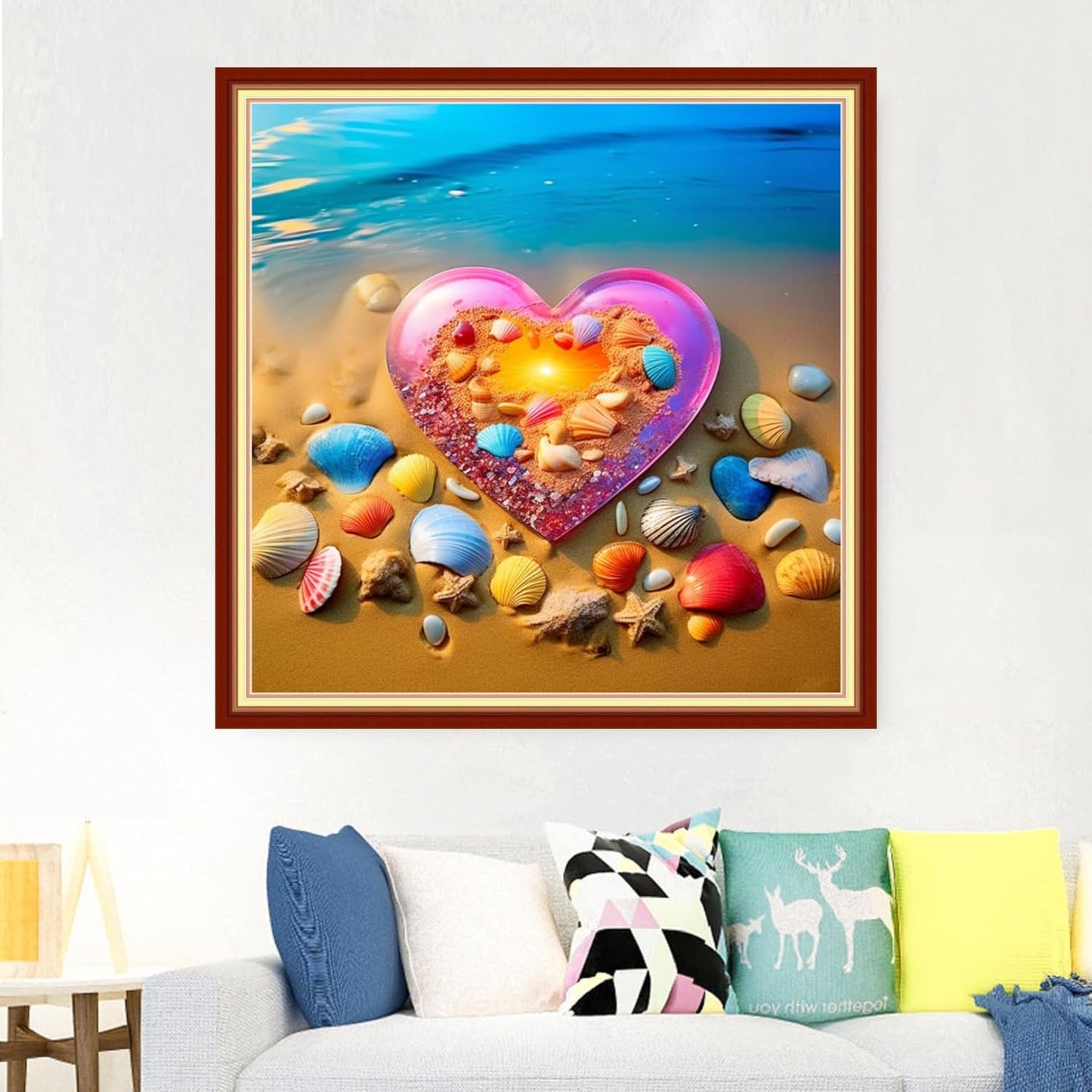 Foxdiviy Stamped Cross Stitch Kits Full Range of Embroidery Needlework Starter Kits for Beginners Adults 11CT Embroidery Patterns Art Crafts DIY Needlepoint Kits-Beach Love 18x18 inch