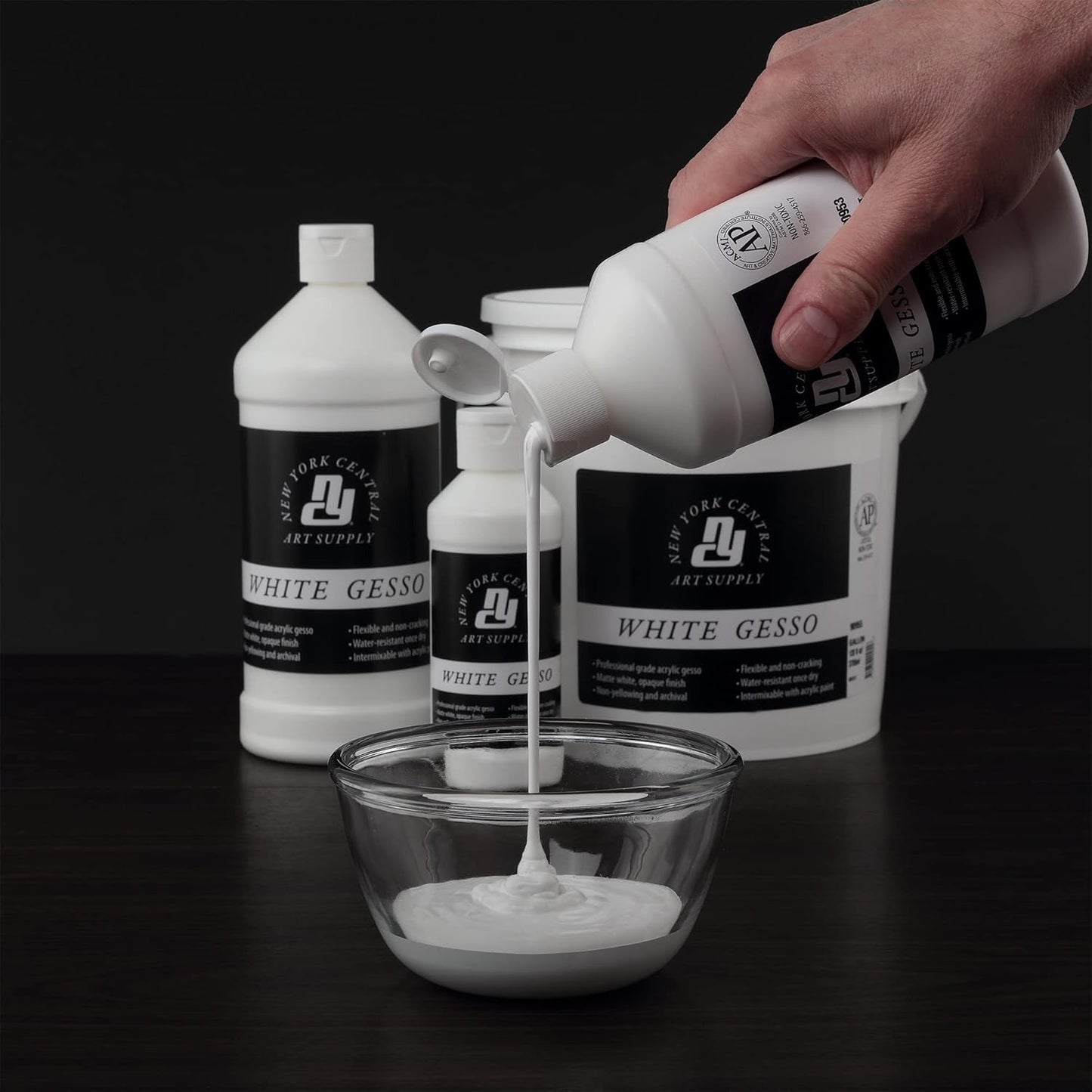 Acrylic Gesso - White Professional Grade Gesso for Painting, Acrylic, Oil, Pastels, & More! - 32 oz Bottle