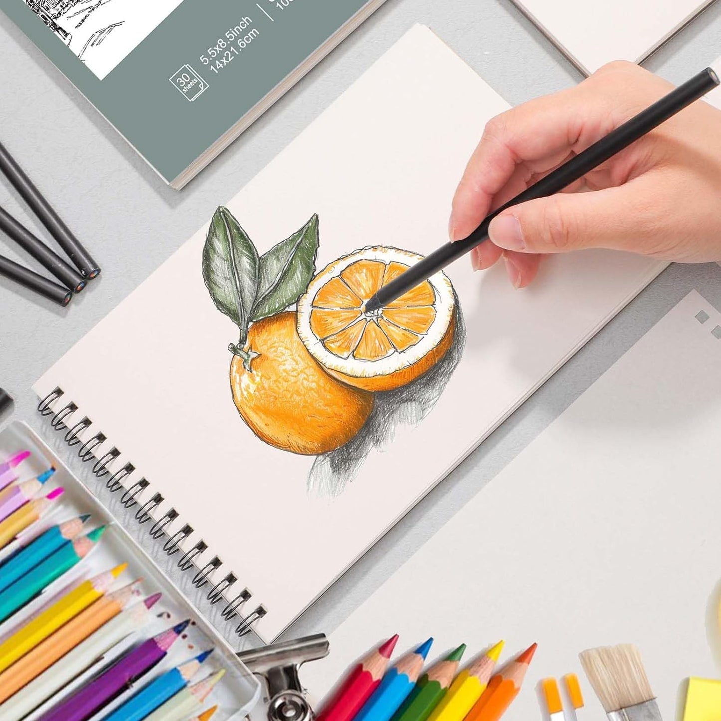 12 Pack Sketch Book, 5.5 x 8.5 Inch Sketchbook, 68lb/100gsm Top Spiral Bound Sketch Pad, Acid Free Art Supplies Drawing Painting Sketching Paper for Kids, Adults, Beginners, Artists (30 Sheets Each)