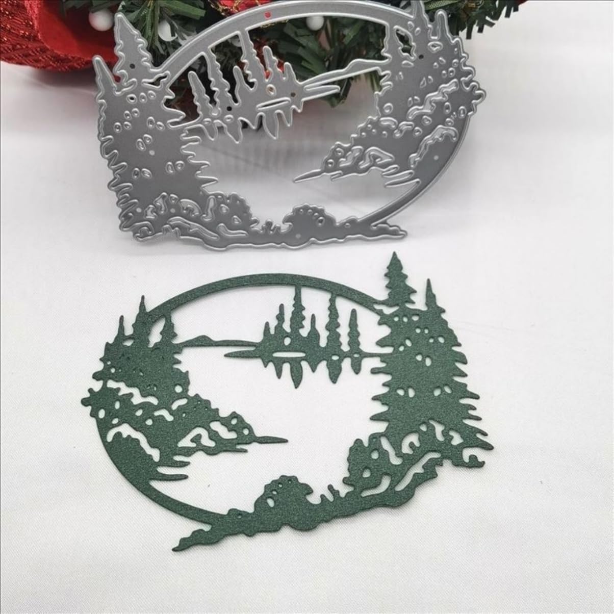 Mvchifay Cutting Dies Happy Birthday Metal Stencils Scrapbooking Tool DIY Emboss Paper Card Making (Christmas Forest-10.2x7.8cm)