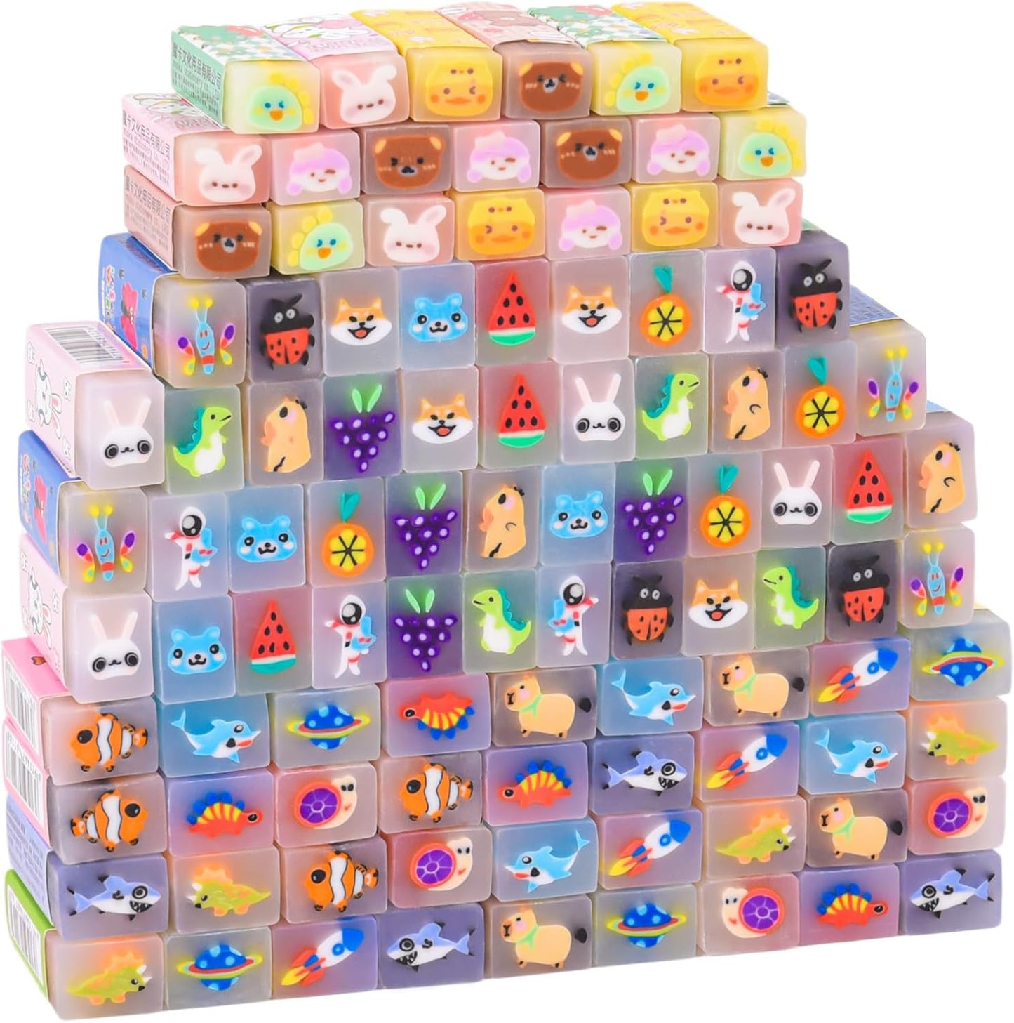100 Pcs Cute Eraser for Kids Bulk Kawaii Erasers for Classroom Fun Erasers for Back to School Supplies Kid Party Favors Gift