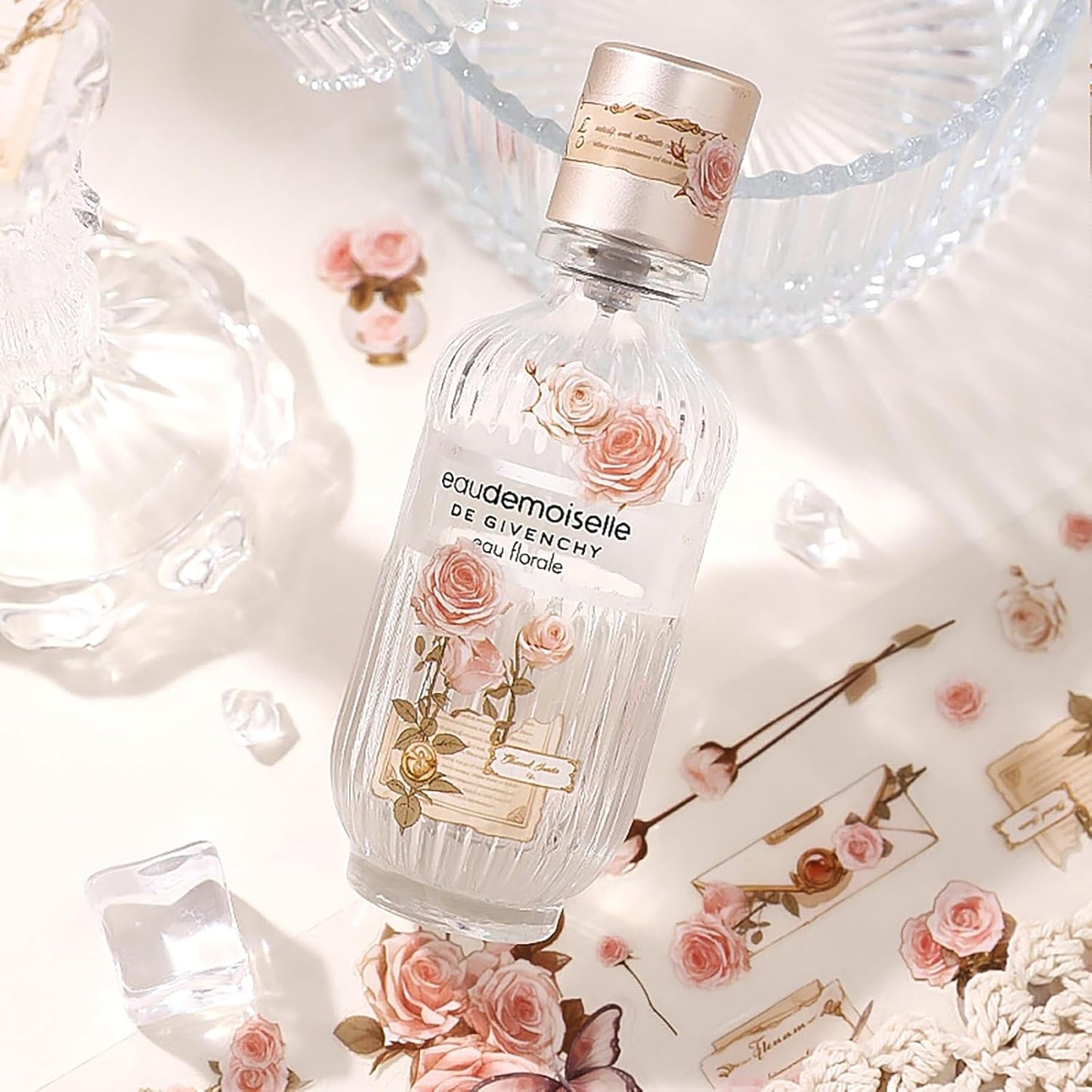 4 Rolls Pre-Cut pet Flower Tape Stickers Flower Vintage Stickers Decorative Tape Aesthetic Stickers for Journaling, Scrapbook Supplies