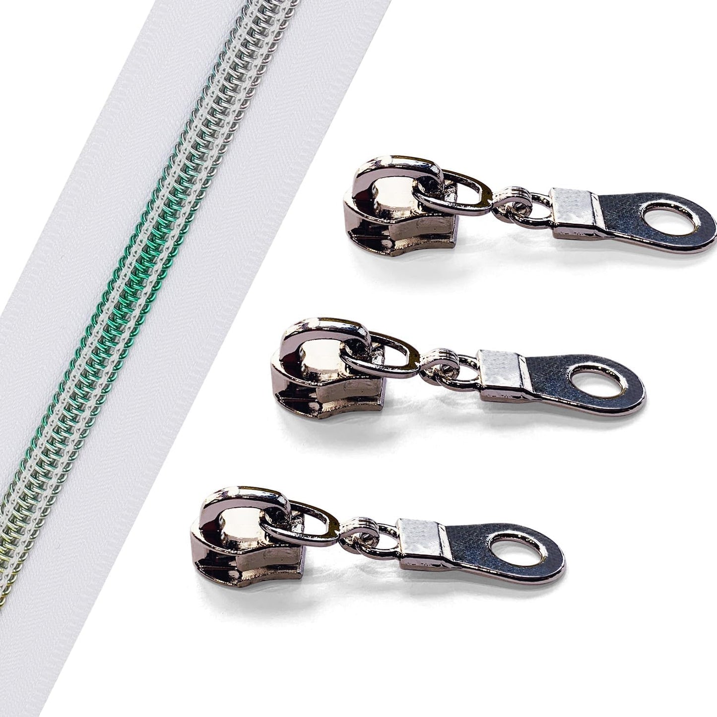 Sawoake 10 Yards Bulk Zipper(#5), White Nylon Coil Zipper with Colorful Teeth by The Yards, Replacement Sewing Zipper with 10PCS Zipper Sliders for DIY Sewing Craft Bags(#5 Colorful White)