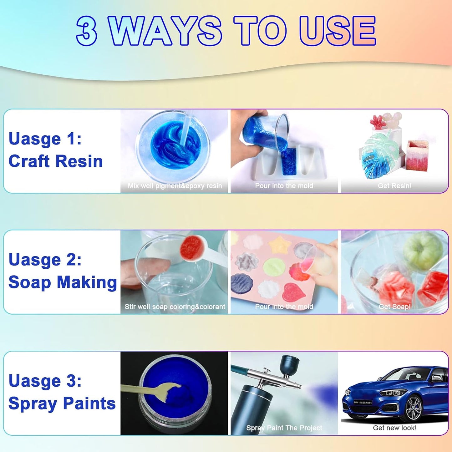 Matio Blue Mica Powder, 0.7oz/20g Premium Mica Pigment Powder Natural Epoxy Resin Color Pigment for Soap Dye, Bath Bombs, DIY Arts Crafts Additive Acrylic,Woodworking,Car Freshie Supplies (Royal Blue)