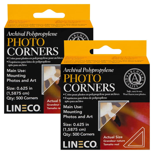 Lineco Infinity 0.625" Acid-Free Archival Photo Corners Self Adhesive, Pressure Sensitive, Non-Yellowing, Mounting for Pictures, Scrapbook, DIY, Displaying Posters (Pack of 500), 2 Pack