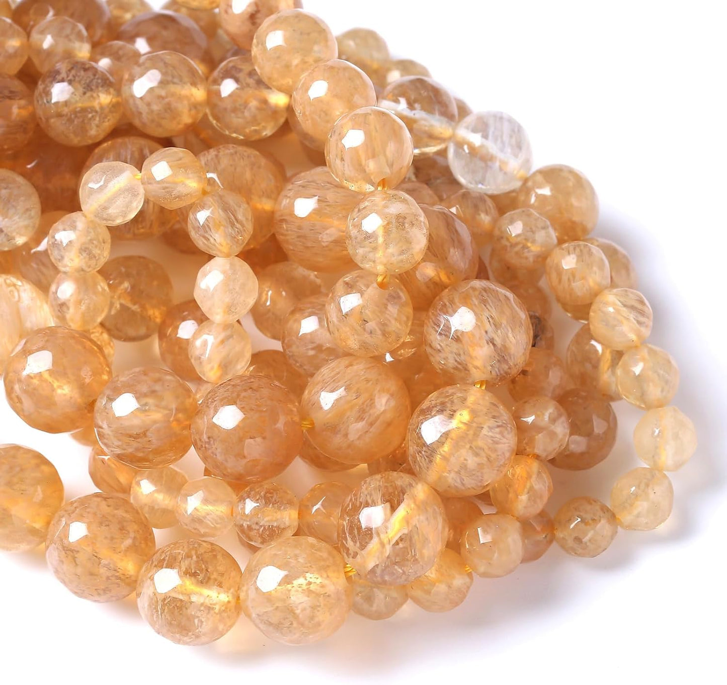 90pcs 4mm Natural Faceted Tea Watermenlon Jade Stone Beads for Jewelry Making Energy Healing Beads DIY Bracelet Necklace Accessories 15" (4mm, Faceted Tea Yellow Jade)