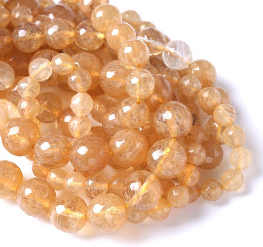 90pcs 4mm Natural Faceted Tea Watermenlon Jade Stone Beads for Jewelry Making Energy Healing Beads DIY Bracelet Necklace Accessories 15" (4mm, Faceted Tea Yellow Jade)