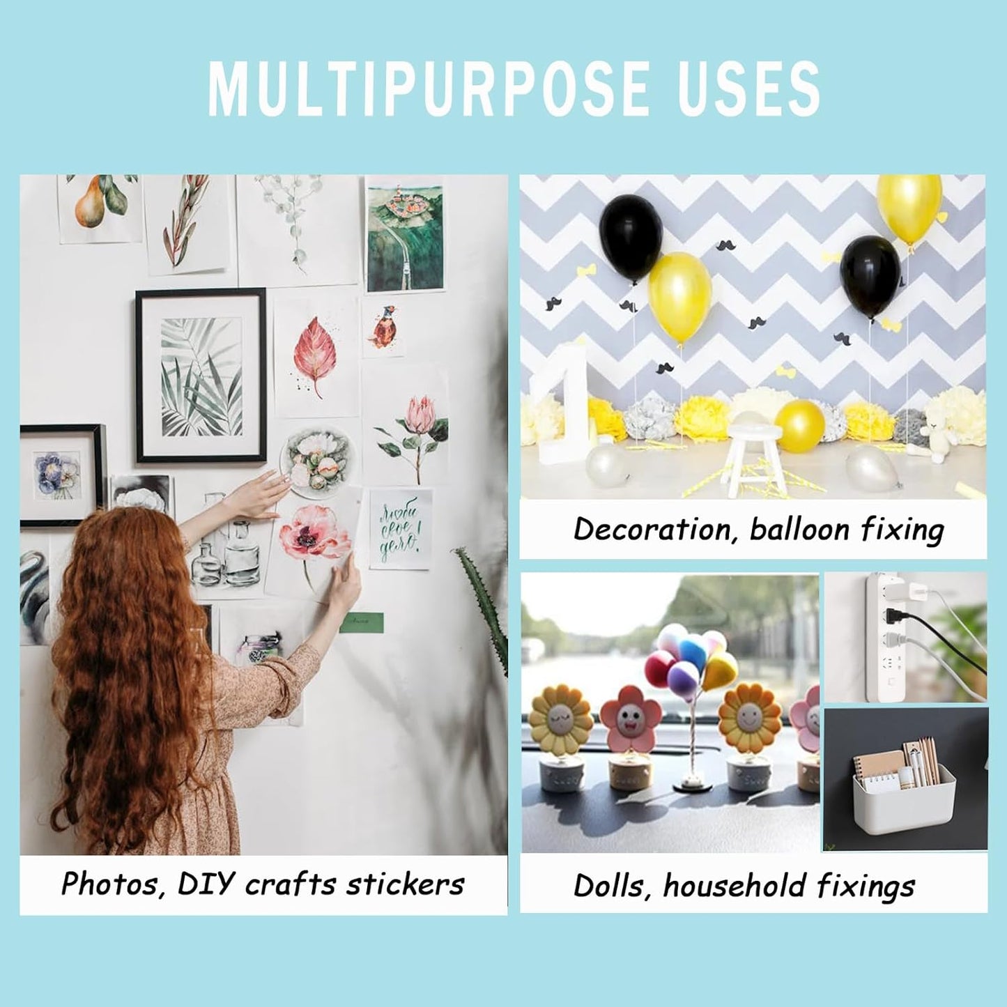 Sticky Tack Dots Easy to Peel, Clear Museum Putty Glue Gel Double Sided Mounting Sticky Tack for Action Figures Wall Hanging, Crafts, Balloons, Poster, Decorations