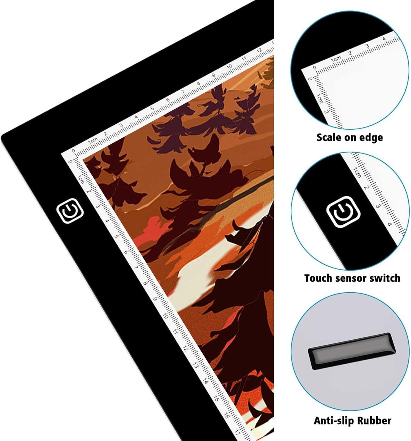 A2 Light Pad Super Thin 7mm Portable Stepless Dimmable Brightness Large Light Box Copy Board for Diamond Painting Weeding Vinyl with 2 Multi-Functional Clips 12V 2A Adapter (23.7''x15.8'')