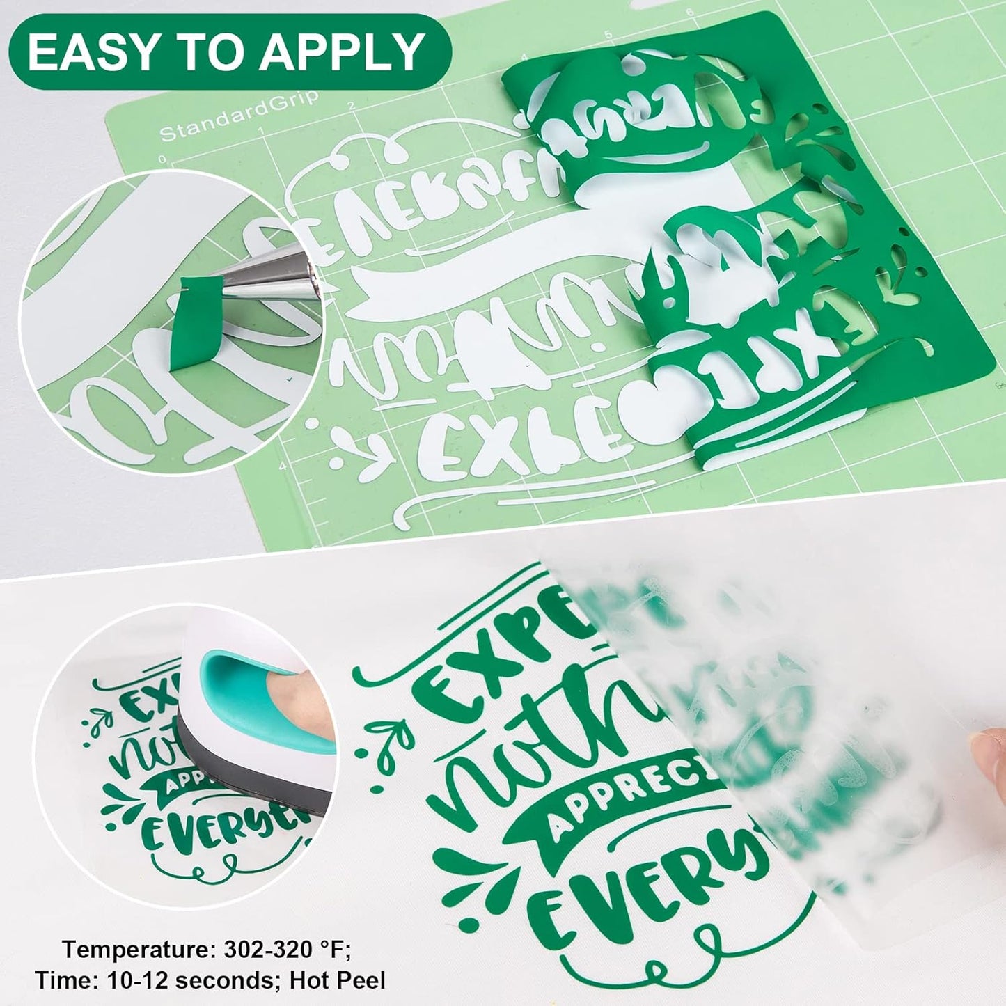 VINYL FROG Heat Transfer Vinyl Roll HTV Vinyl - 12" x5ft Green Iron on Vinyl for T-Shirts, Heat Press Vinyl for DIY Craft Designs (Green)