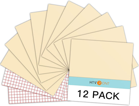 HTVRONT Beige Permanent Vinyl - 10 Sheets 12" x 12"& 2 Transfer Tape Sheets for Cutting Machine - Glossy