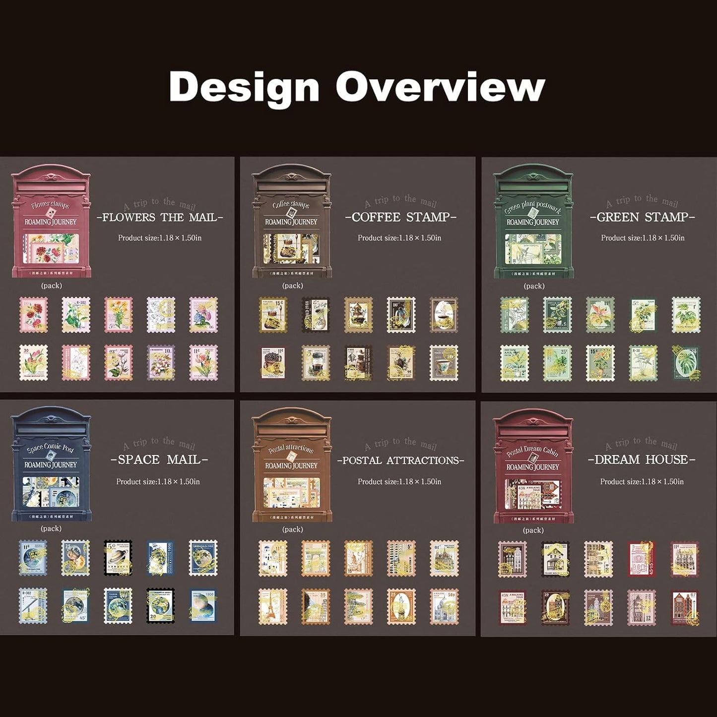 Vintage Stamp Paper Set, 120 PCS Embossed Scrapbook Paper Kit for Journaling, DIY Collage, Card Making, and Art Crafts Supplies