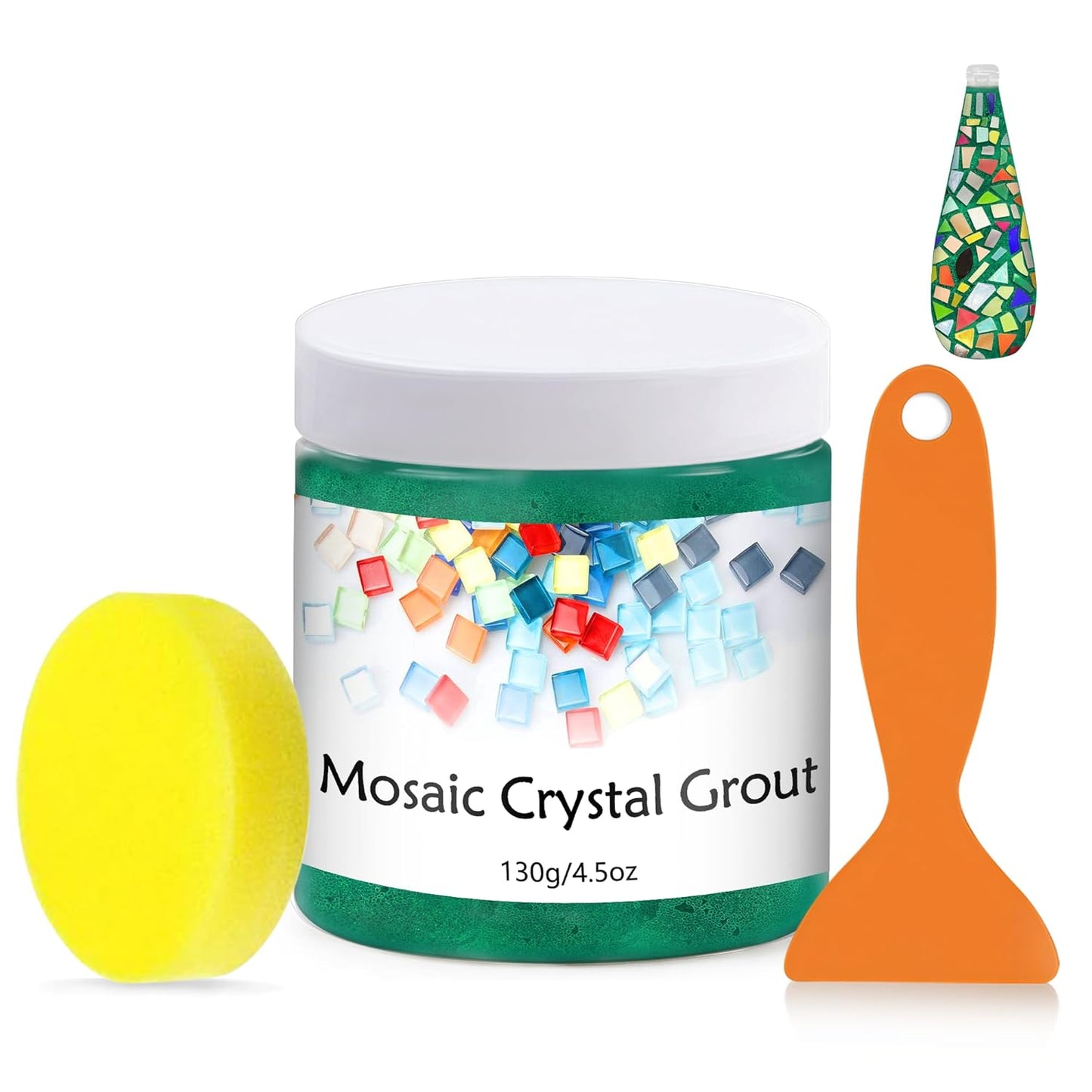 Mosaic Crystal Grout, Mosaics Tile Tools, Mosaic Tile Accessories – Essential for Handmade Grouting and Perfect for DIY Craft Projects (Green, 4.5oz)