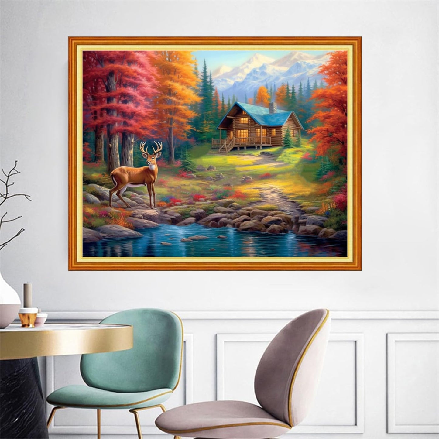 Joyhoor Cross Stitch Kits for Beginners Stamped Cross-Stitch Supplies Needlework preprint Embroidery Kits for Adults DIY Needlepoint Kits Embroidery Patterns 11CT-Autumn Scenery 16x20 inchs