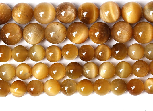 12mm 32pcs Natural Gemstone Gold Tiger Eye Beads Round Spacer Loose Beads for Jewelry Making DIY Bracelet Necklace 15" Inch