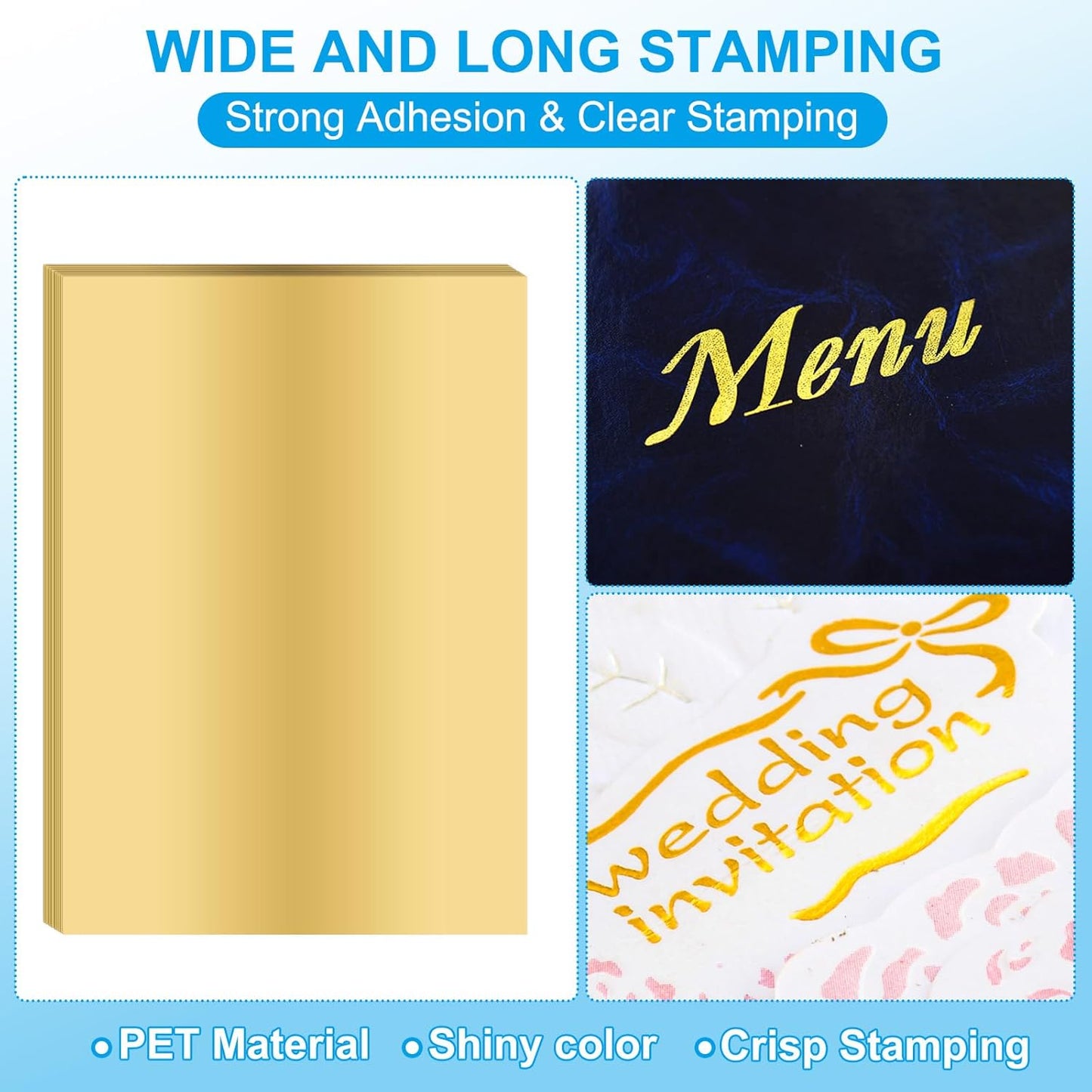 PATIKIL 11.7x8.3" Hot Stamping Foil Paper Sheet, 20 Sheets A4 Heat Transfer Hot Stamping Paper Foil for Leather DIY Logo Decor Craft Gift Package Scrapbook Card, Light Gold