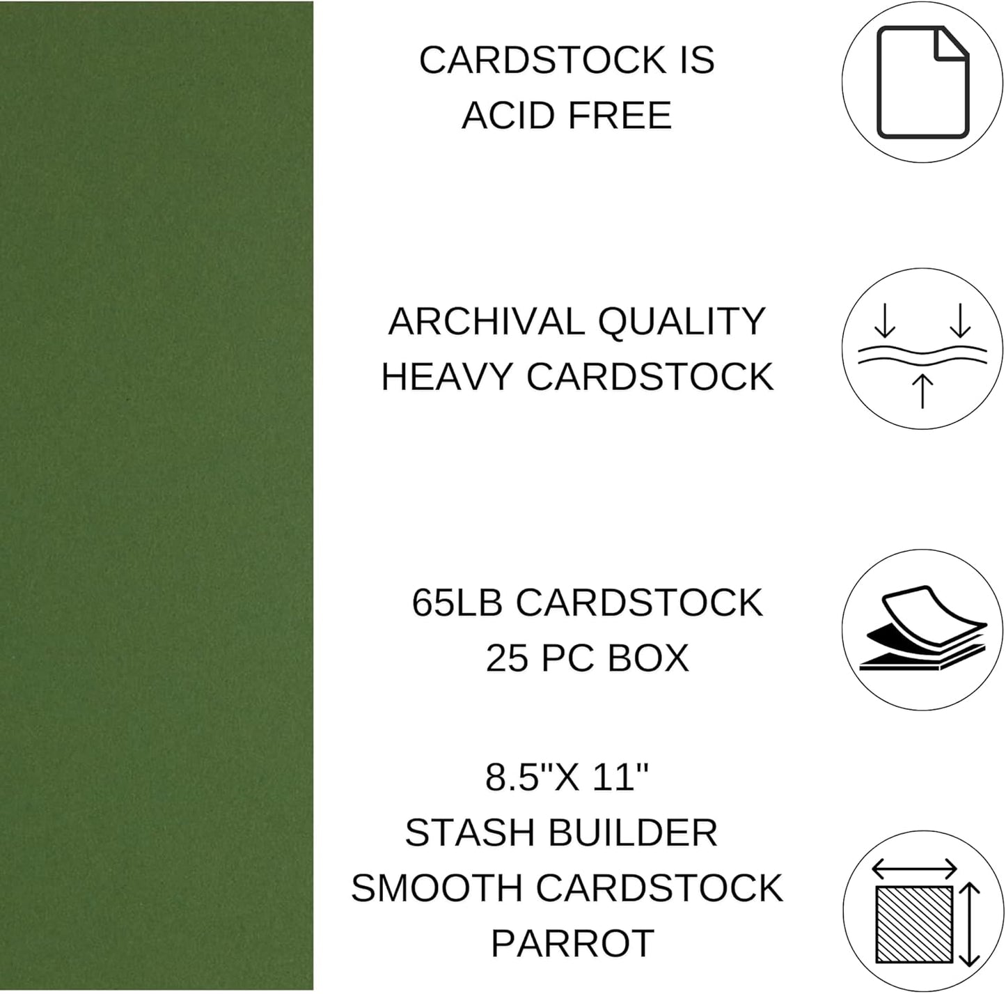 PA Paper Accents Stash Builder Cardstock 8.5" x 11" BParrot, 65lb colored cardstock paper for card making, scrapbooking, printing, quilling and crafts, 25 piece pack