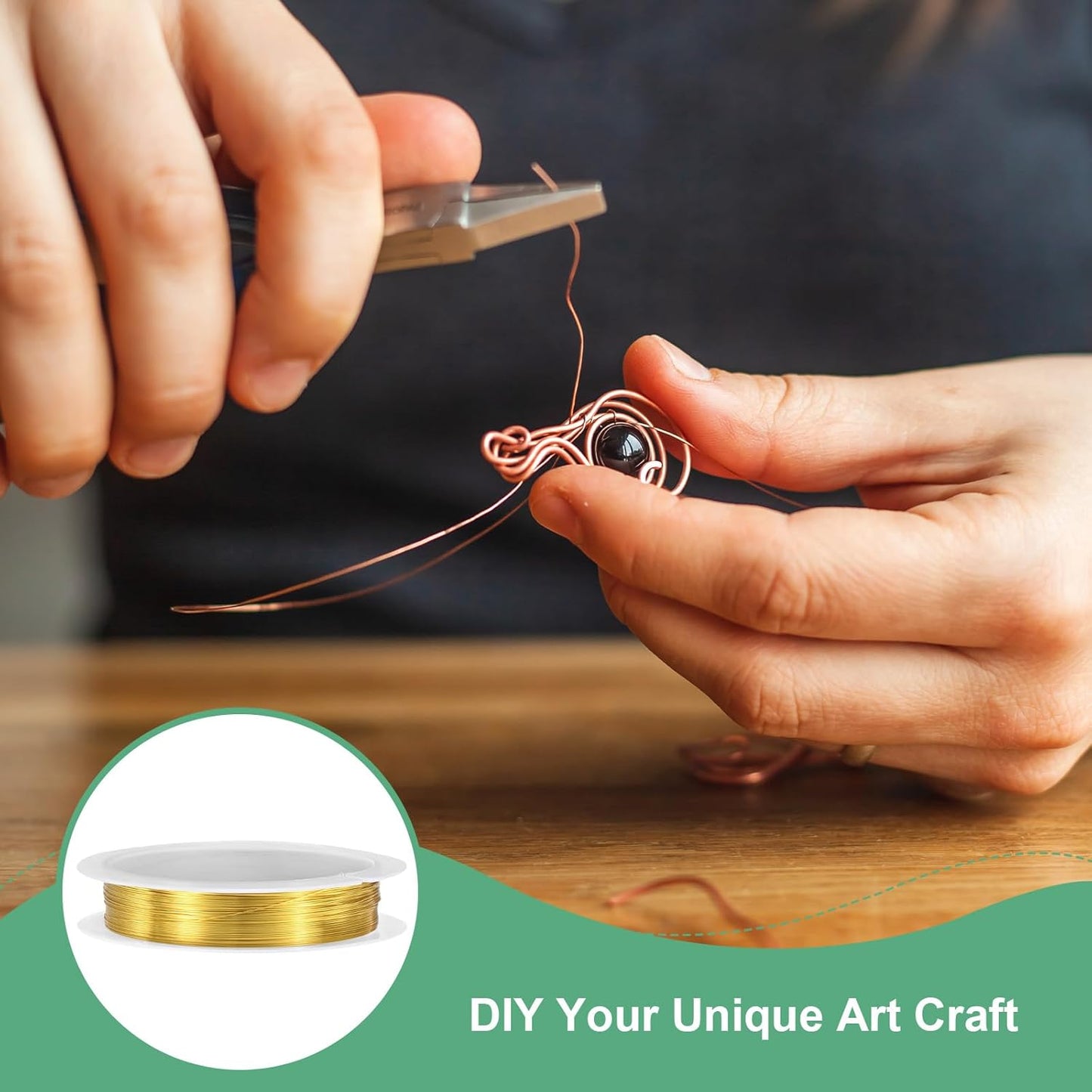 0.3 mm/28 Gauge Copper Wire for Jewelry Making, 49.2FT Copper Beading Craft Wire for Jewelry/Weaving/DIY Crafting/Planting, Color-Retaining [15M, Gold Tone]