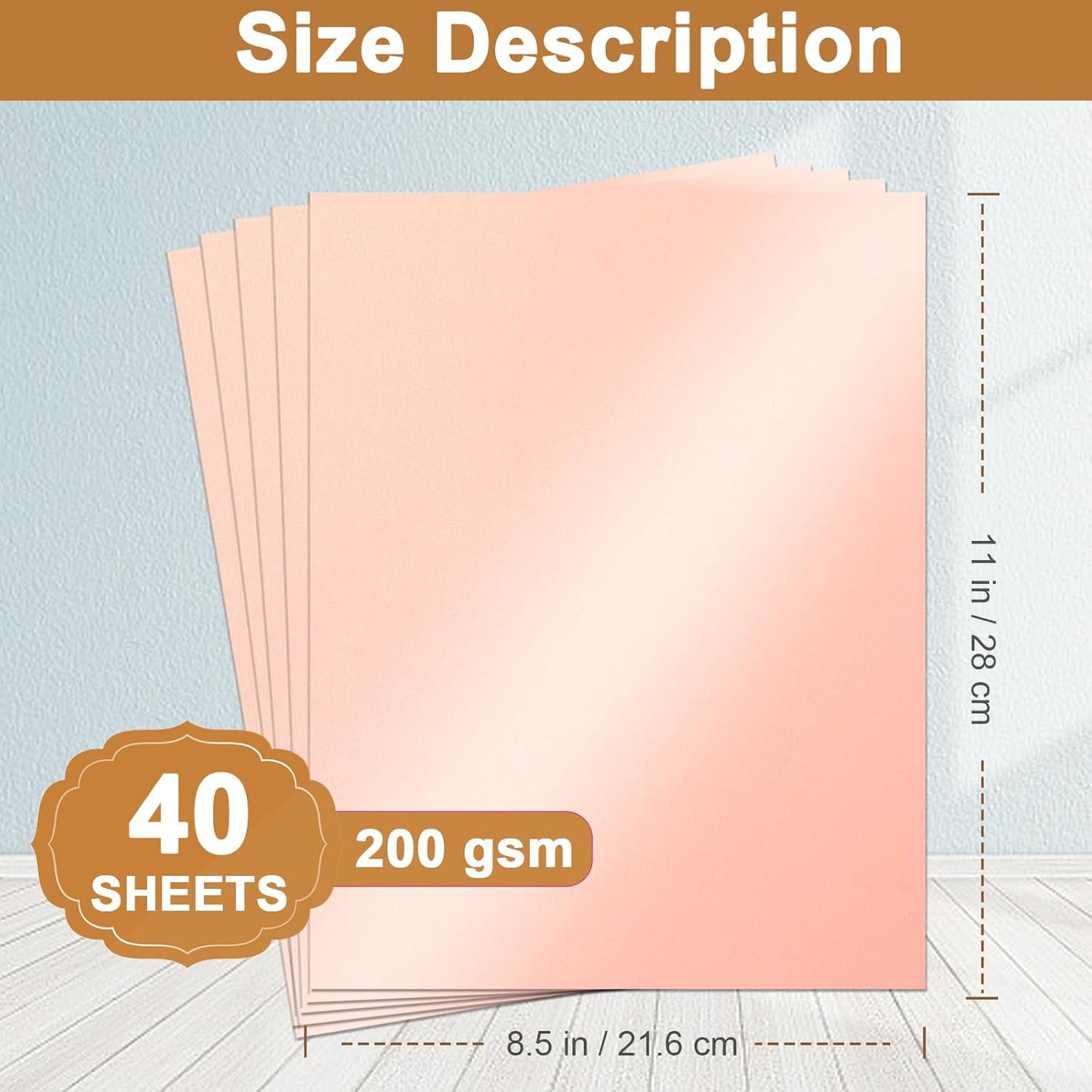 40 Sheets Pink Shimmer Cardstock 8.5 x 11 Crafts Paper, 75lb Heavyweight Card Stock Craft Paper for DIY Cards Making, Greeting Cards, Wedding Invitations, Menus