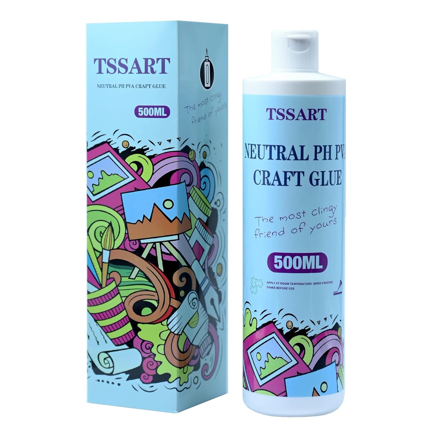 Neutral pH Craft Glue - 16.9floz Acid-Free PVA Formula Water Soluble Glue, Dries Clear and Flexible - Ideal for Arts, Paper, Photography, Scrapbooking and Book Binding - Flip Cap