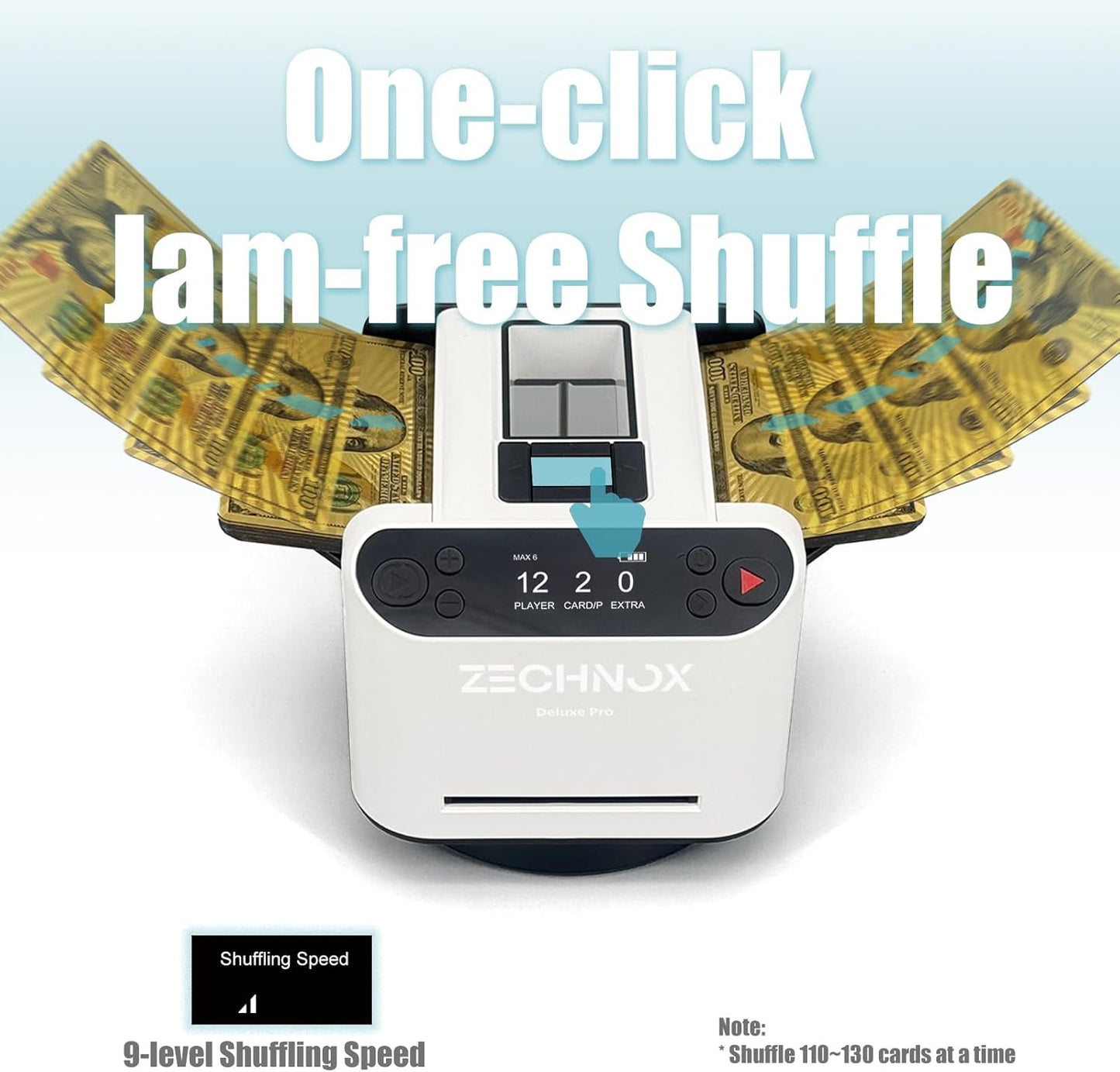 2025 New Smart 2-in-1 Automatic Card Shuffler and Dealer,Programmable Card Dealer,Card Shuffler 2 Deck,360° Rotation,Ultra Quiet,Rechargeable,Support 12 Players (EU White+8 Remotes)