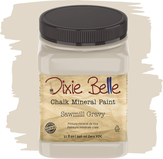 Dixie Belle Paint Company Chalk Finish Furniture Paint - Sawmill Gravy (32oz) - Matte Smooth Beige Chic Chalk Mineral DIY Furniture Paint