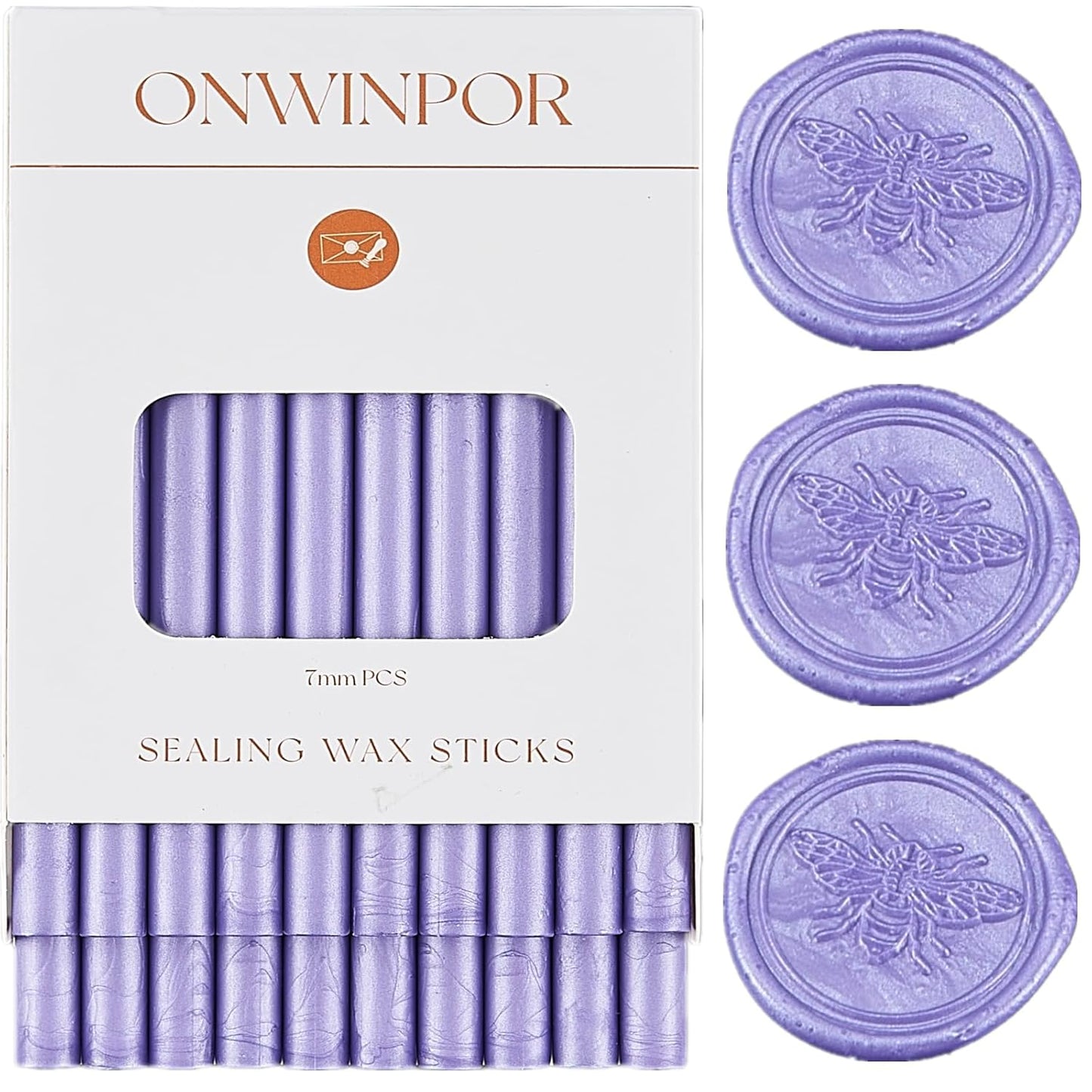 Pearl Purple Wax Seal Sticks with Gift Box, ONWINPOR 20pcs Glue Gun Wax Sealing Sticks for Wax Seal Stamp, Wedding Invitations, Mini Wax Gun Sticks for 0.28‘’ Glue Gun (Pearl Purple)