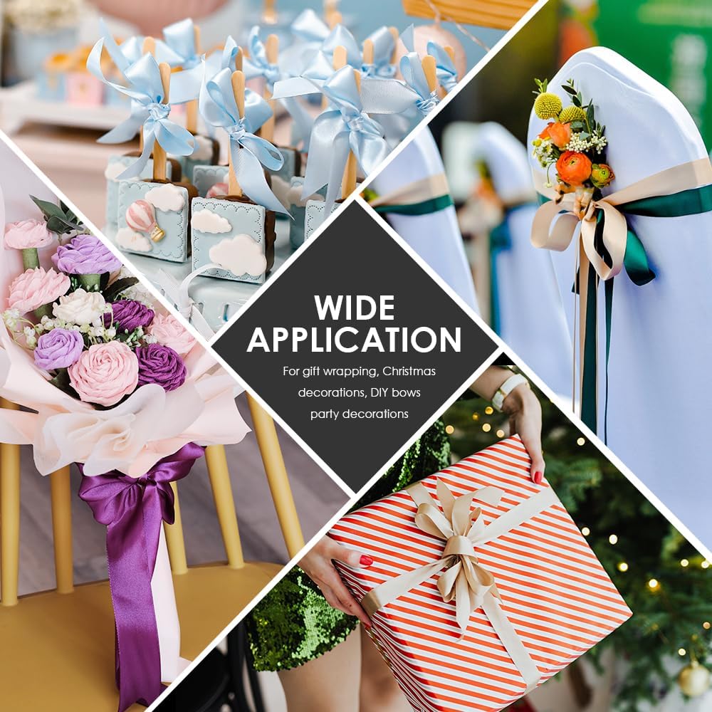 5/8" Wide x 100 Yards Single Face Polyester Satin Ribbon, Satin Ribbon for Crafts, Gift, Hair Bows, Wedding Party Decoration, Bow Making & Other Projects (Apple Green)