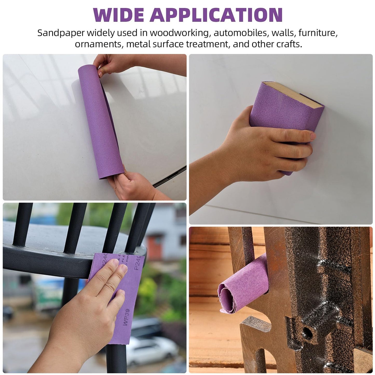 Sandpaper 150 Grit 20 PCS, Wet Dry Sanding Sheets 9 x 11 Inch, Purple Alumina Abrasive Sand Paper for Wood, Metal, Drywall, Resin, Automotive Sanding, Polishing, Grinding, by POLIWELL