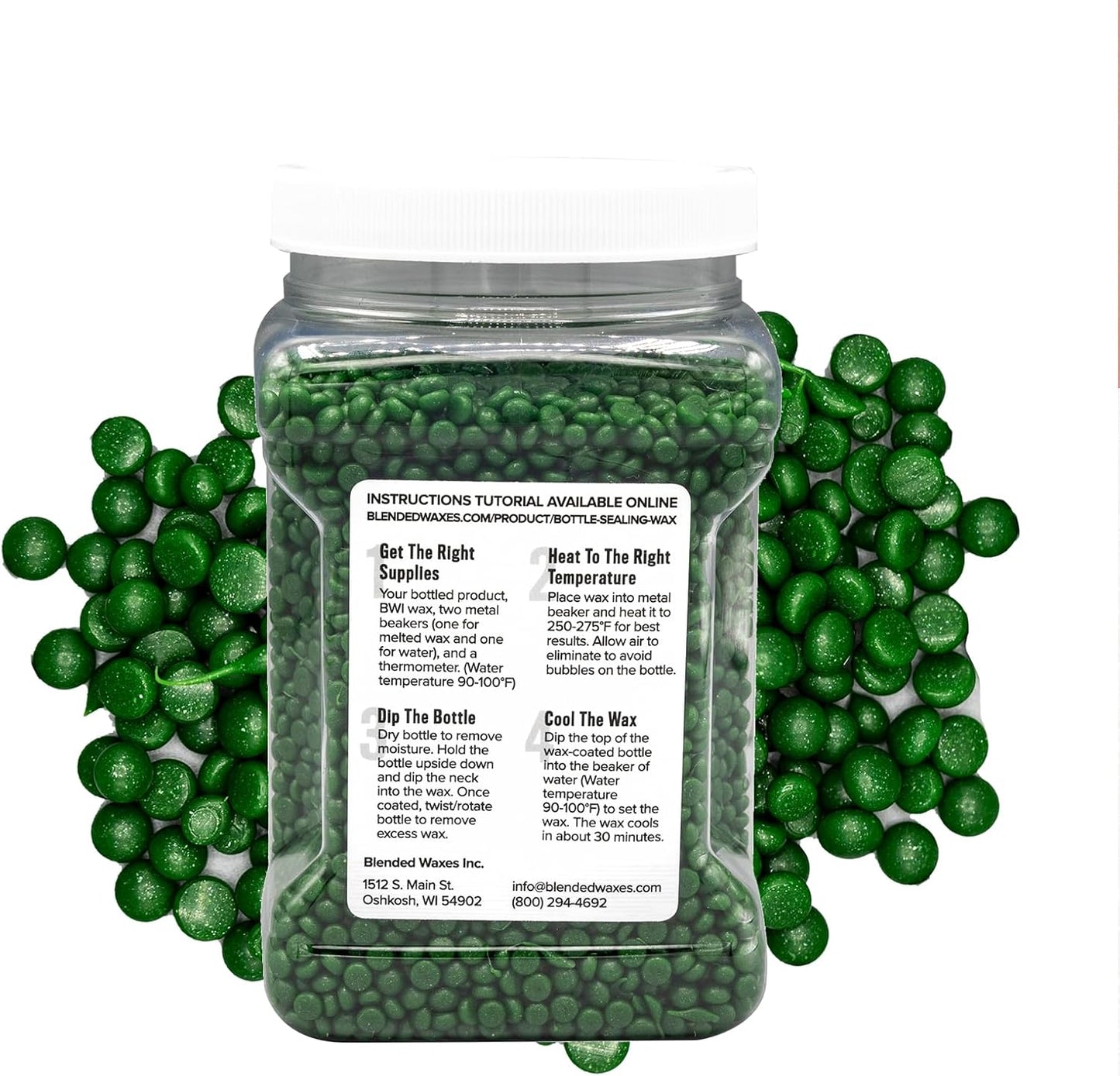 Blended Waxes, Inc. Bottle Sealing Wax, Pastille Wax Seal Beads For Wine, Beer, and Liquor Bottle Sealing, Seals Between 25-30 Bottles, 1 lb, Green Metallic